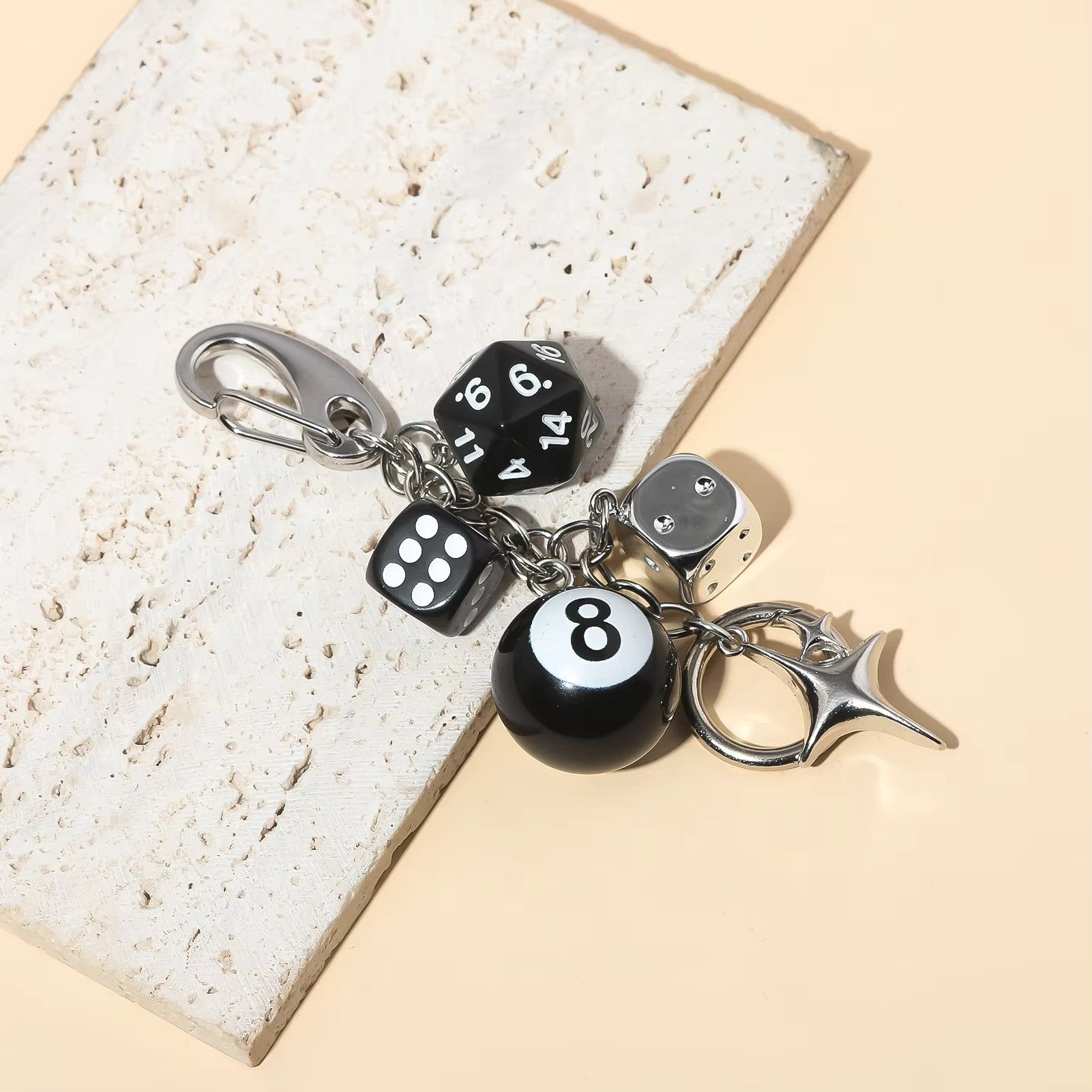 Jewelry Star Alloy Waist Charms Dice Keychain Size ONE SIZE - 6 Thumbnail