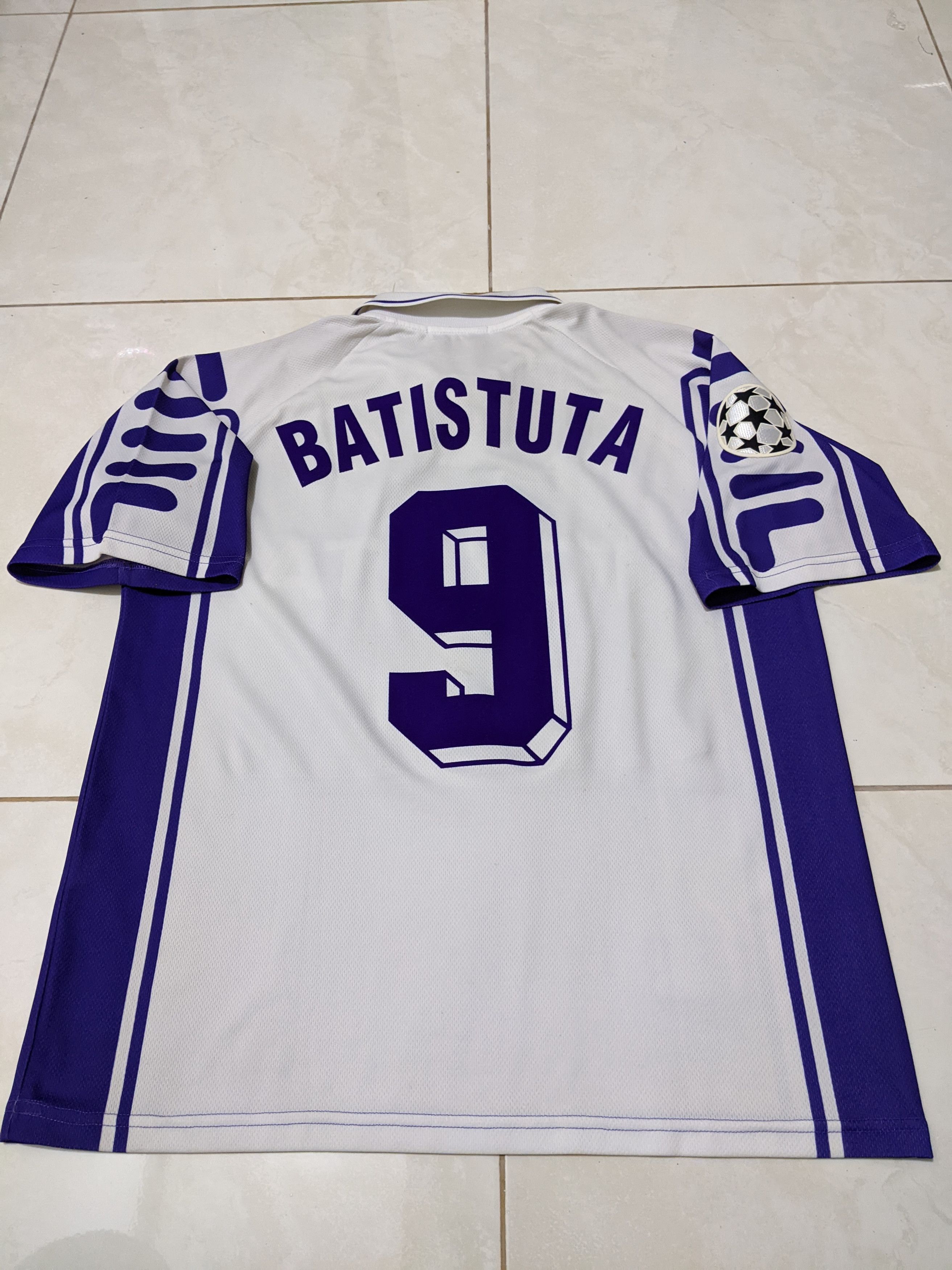 Fiorentina 1999-00 high quality Away Batistuta 9 Size XL Retro Jersey