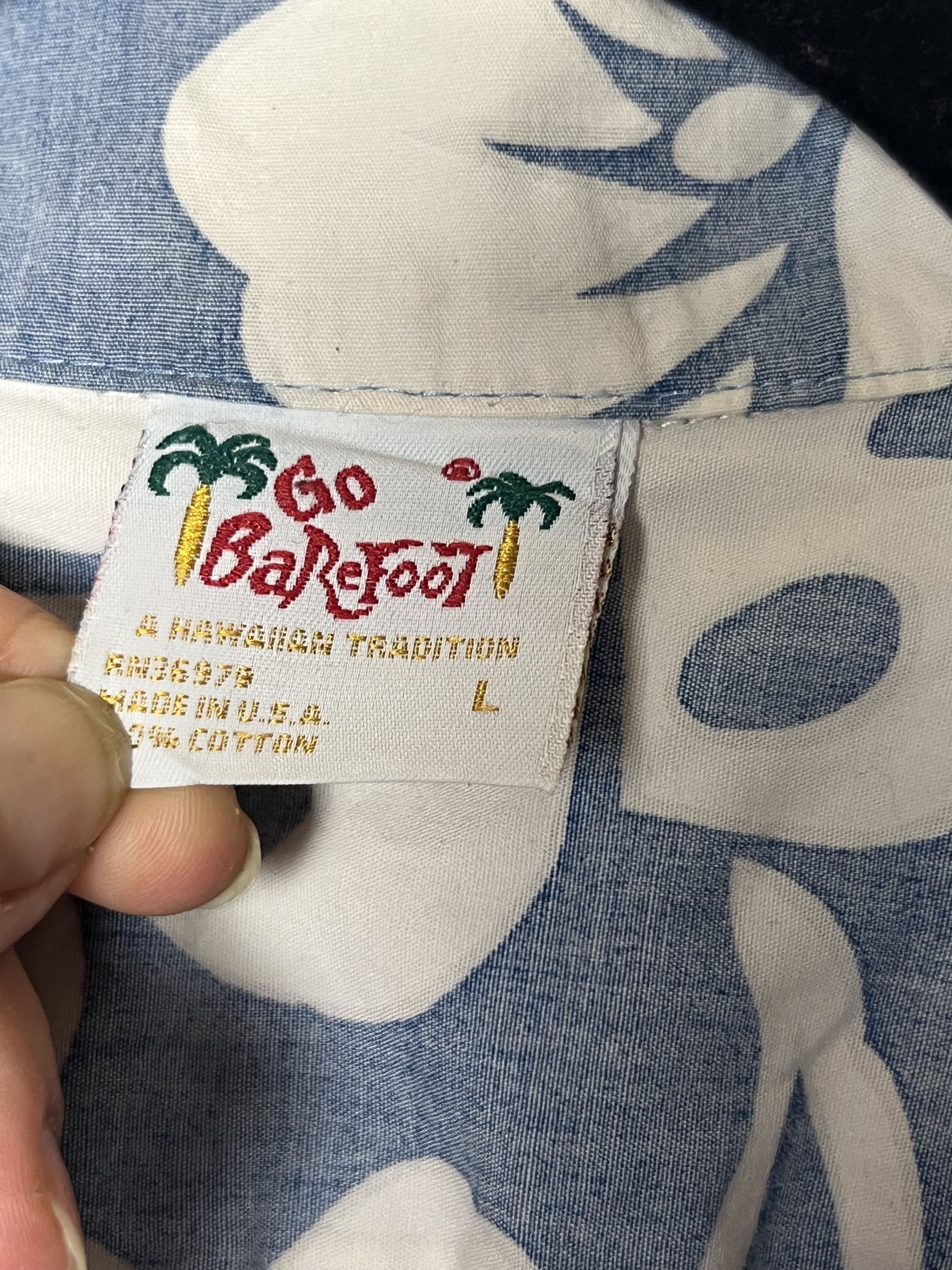 Vintage Vntg 80s Hawaiian Shirt: Barefoot in Paradise Aloha Print Size US L / EU 52-54 / 3 - 3 Thumbnail