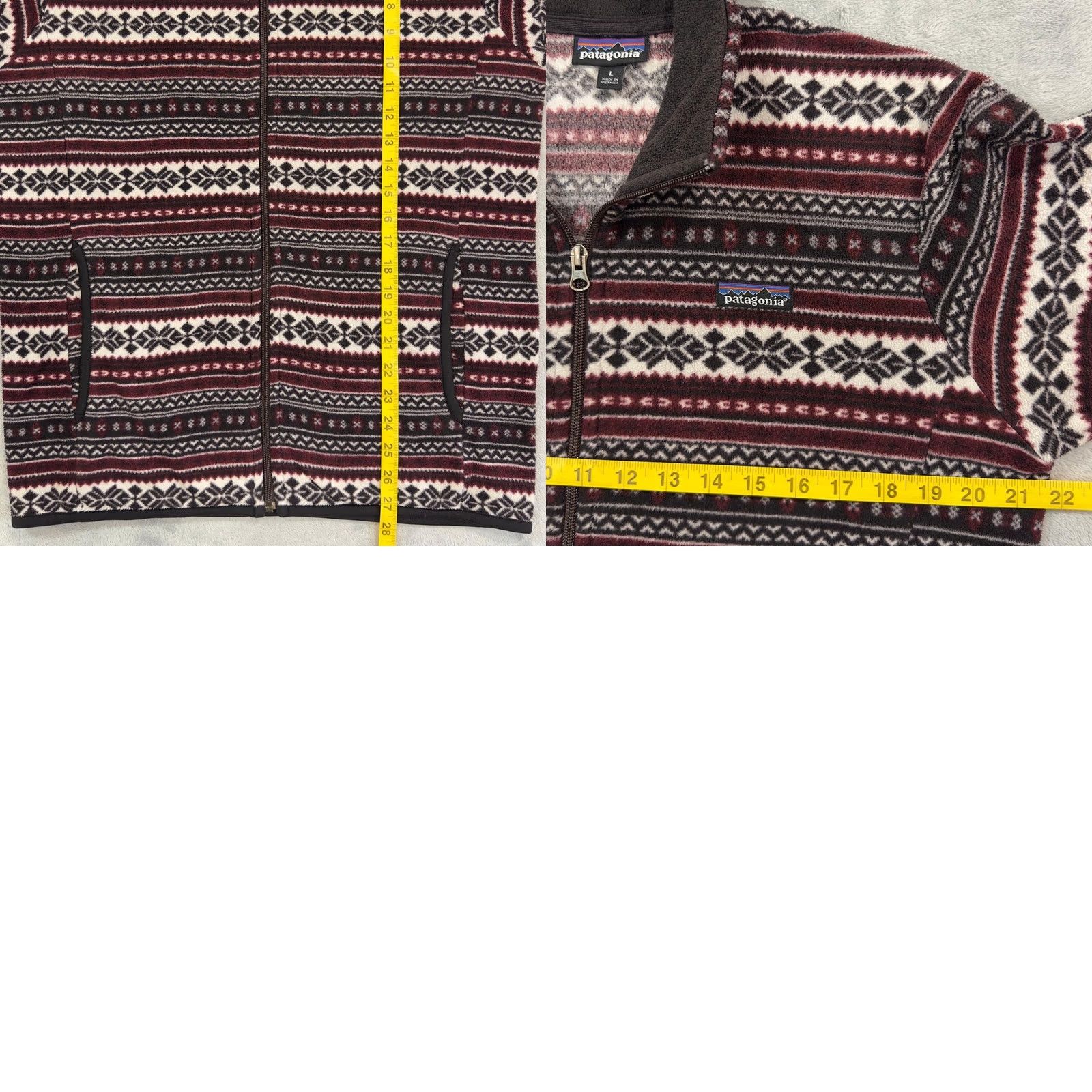 Patagonia Y2K Patagonia Fleece Full Zip Jacket Burgundy Geometric Fair Isle Mens Large Size US L / EU 52-54 / 3 - 8 Thumbnail