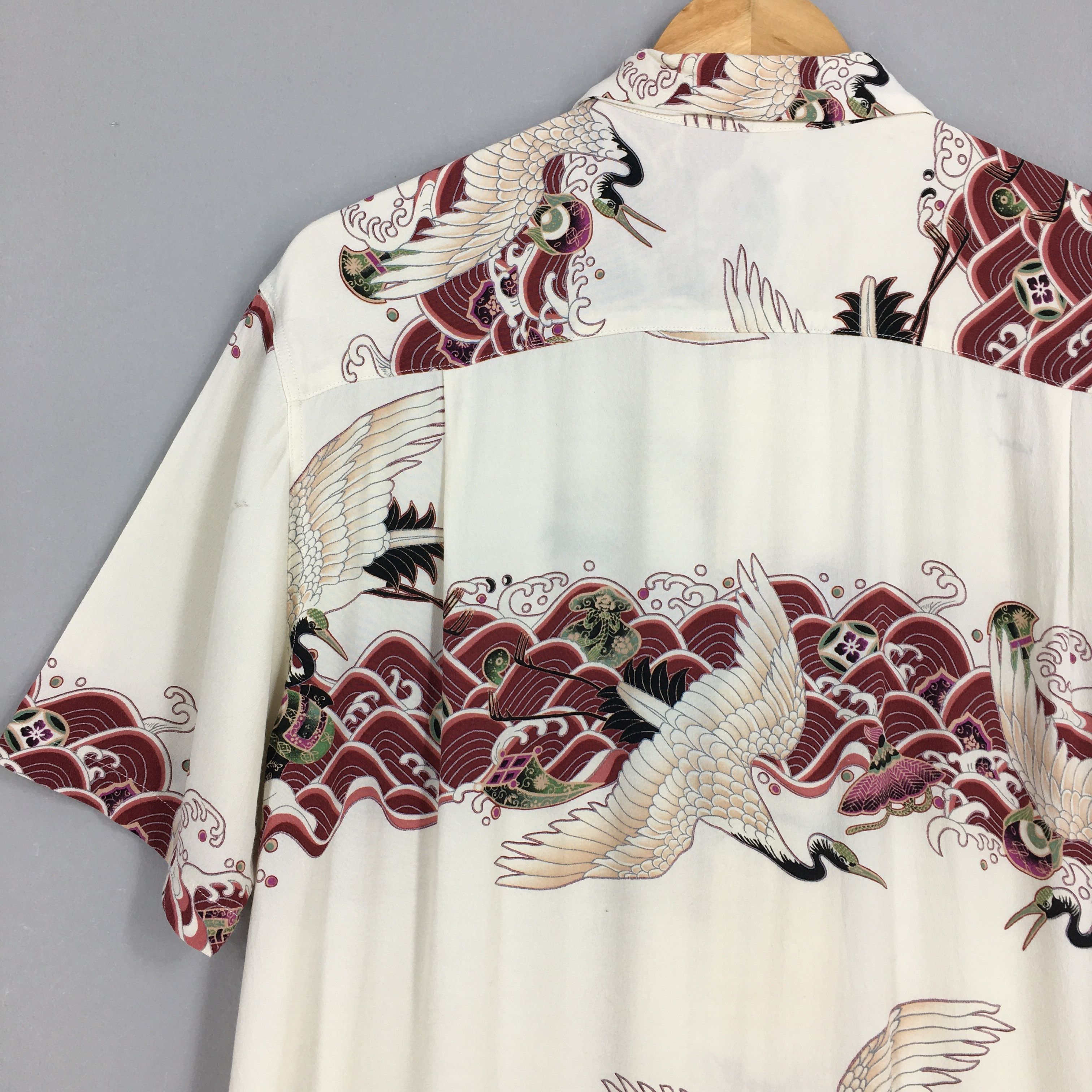 Japanese Brand Vtg Oniwa Soto Hawaiian Japanese Phoenix Bird Rayon Shirt Size US M / EU 48-50 / 2 - 9 Thumbnail