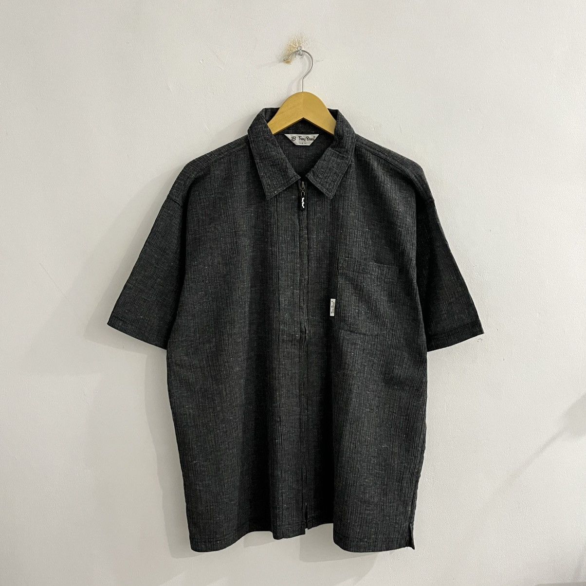 Japanese Brand Troy Bross Textured Zip Shirt Size US L / EU 52-54 / 3 - 1 Thumbnail