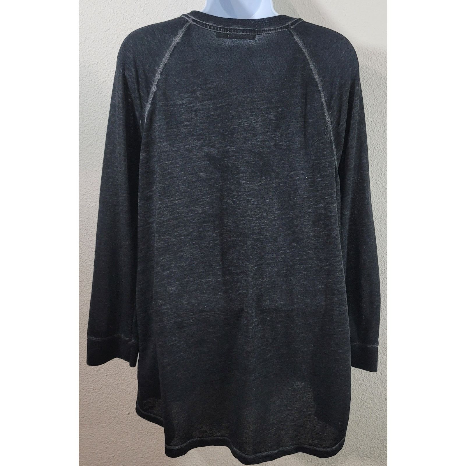 Faded Glory Faded Glory Black Heathered Exposed Stitching Top Large Size L / US 10 / IT 46 - 3 Thumbnail
