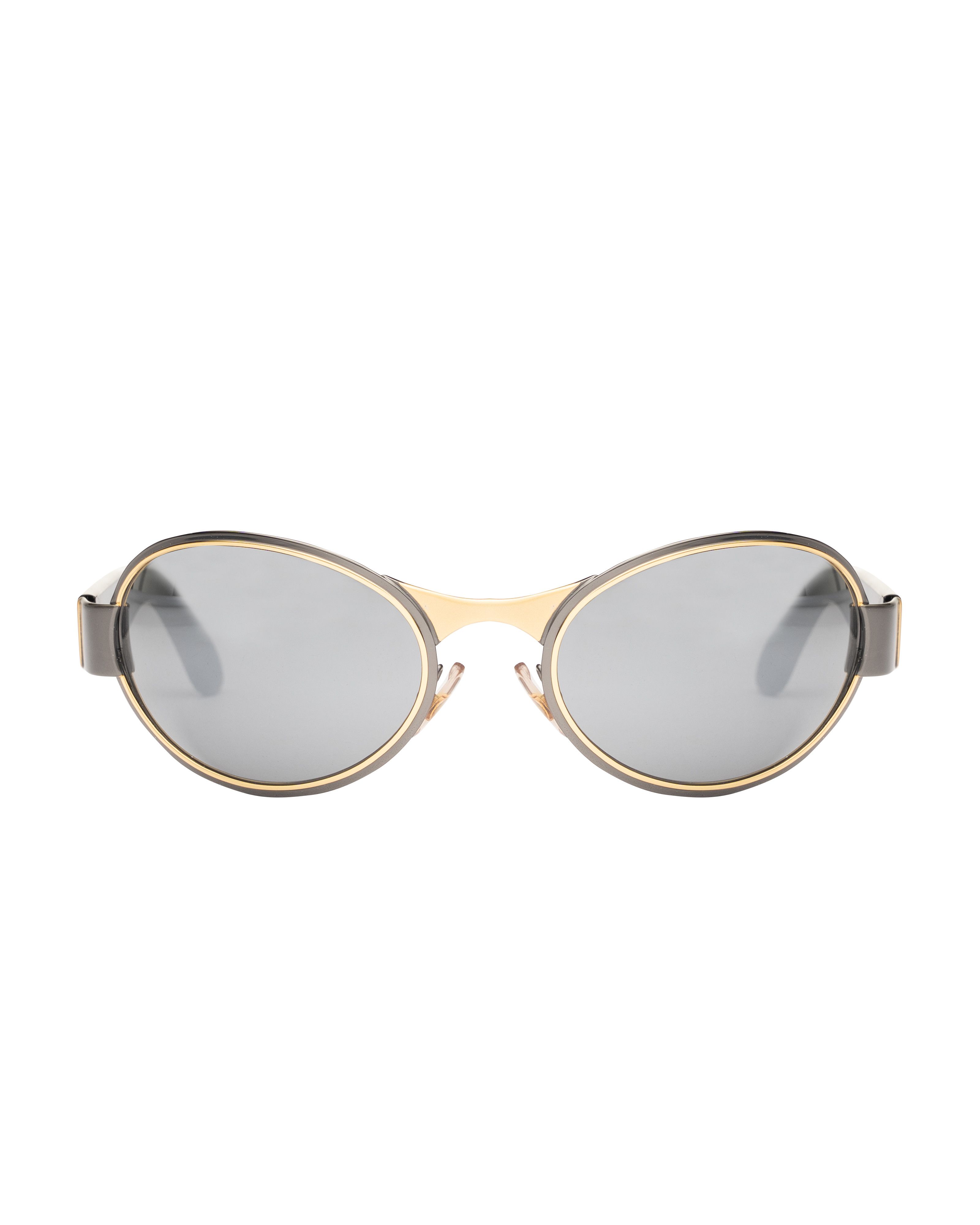 Gianfranco Ferre Gianfranco Ferre 90's Grey & Gold & Black Oval Sunglasses Size ONE SIZE - 1 Thumbnail