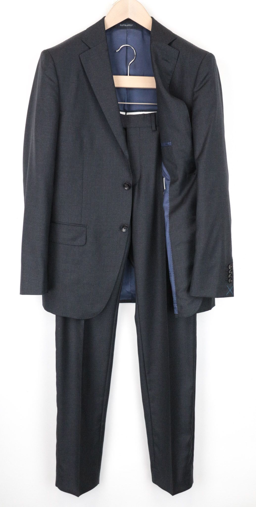 image of Suitsupply Napoli Uk36R Dark Grey 2-Piece Wool Formal Suit 68350, Men's