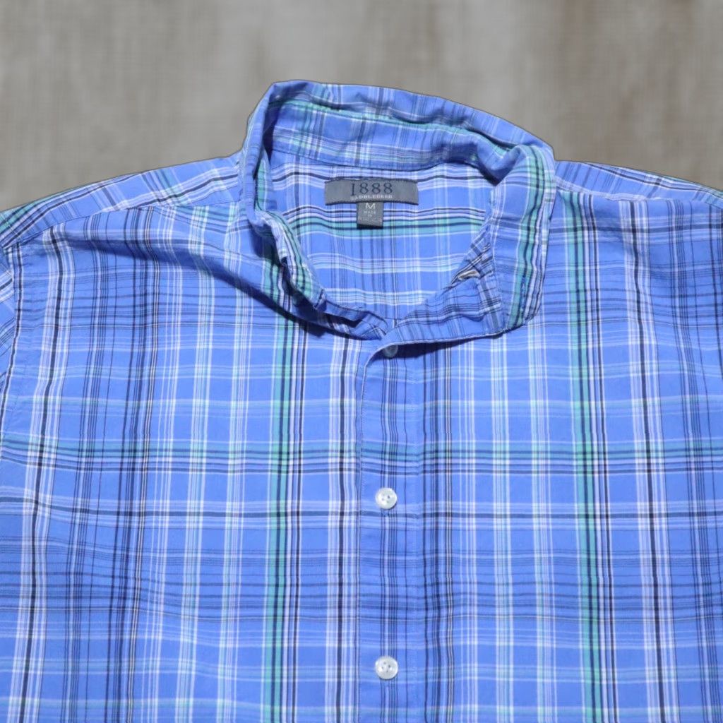 Vintage SADDLBRED Blue Plaid Button-Up Shirt Long Sleeve Men’s Medium Cotton Size US M / EU 48-50 / 2 - 1 Thumbnail