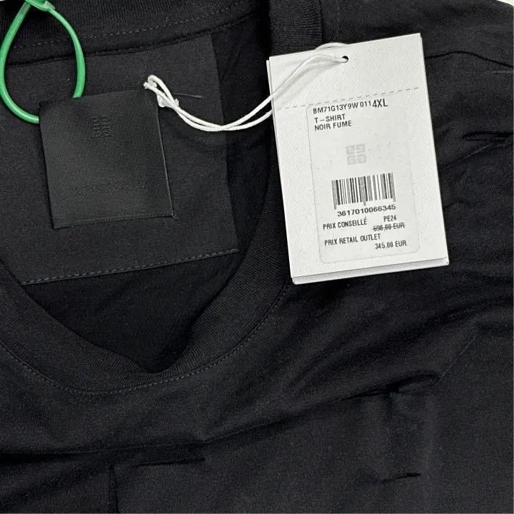 Givenchy Givenchy Givenchy SS23 Logo Distressed Black TShirt -2507 Size US XXL / EU 58 / 5 - 2 Thumbnail