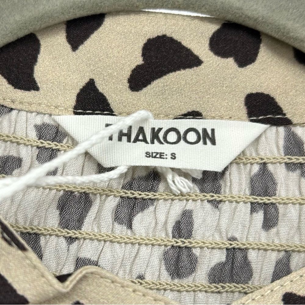 THAKOON THAKOON AL BEIGE COMBO PRINTED SMOCKED TOP WOMEN SIZE S Size S / US 4 / IT 40 - 7 Thumbnail