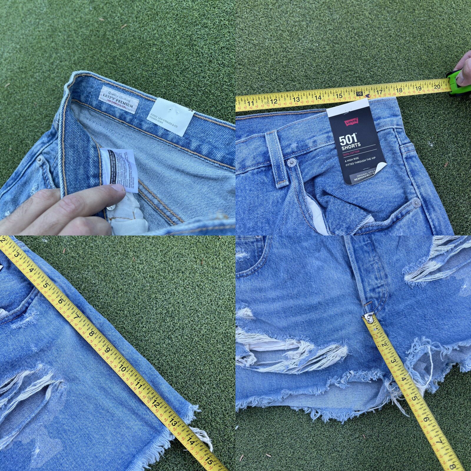 Levi's Levis 501 Shorts Womens 34 Cut Off Denim High Rise Button Fly Distressed New Size 24" / US 00 / IT 34 - 8 Thumbnail