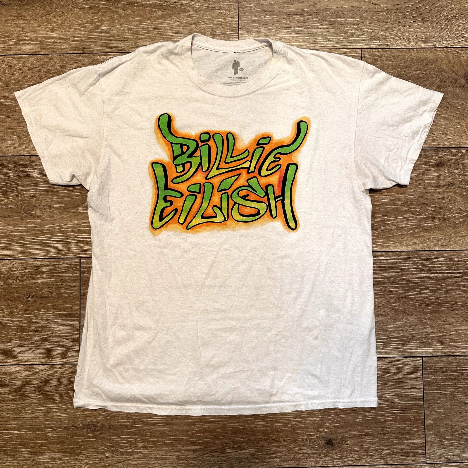 Billie Eilish 2020 Billie Eilish Green & Orange Graffiti Print T Shirt LG Size US L / EU 52-54 / 3 - 1 Thumbnail