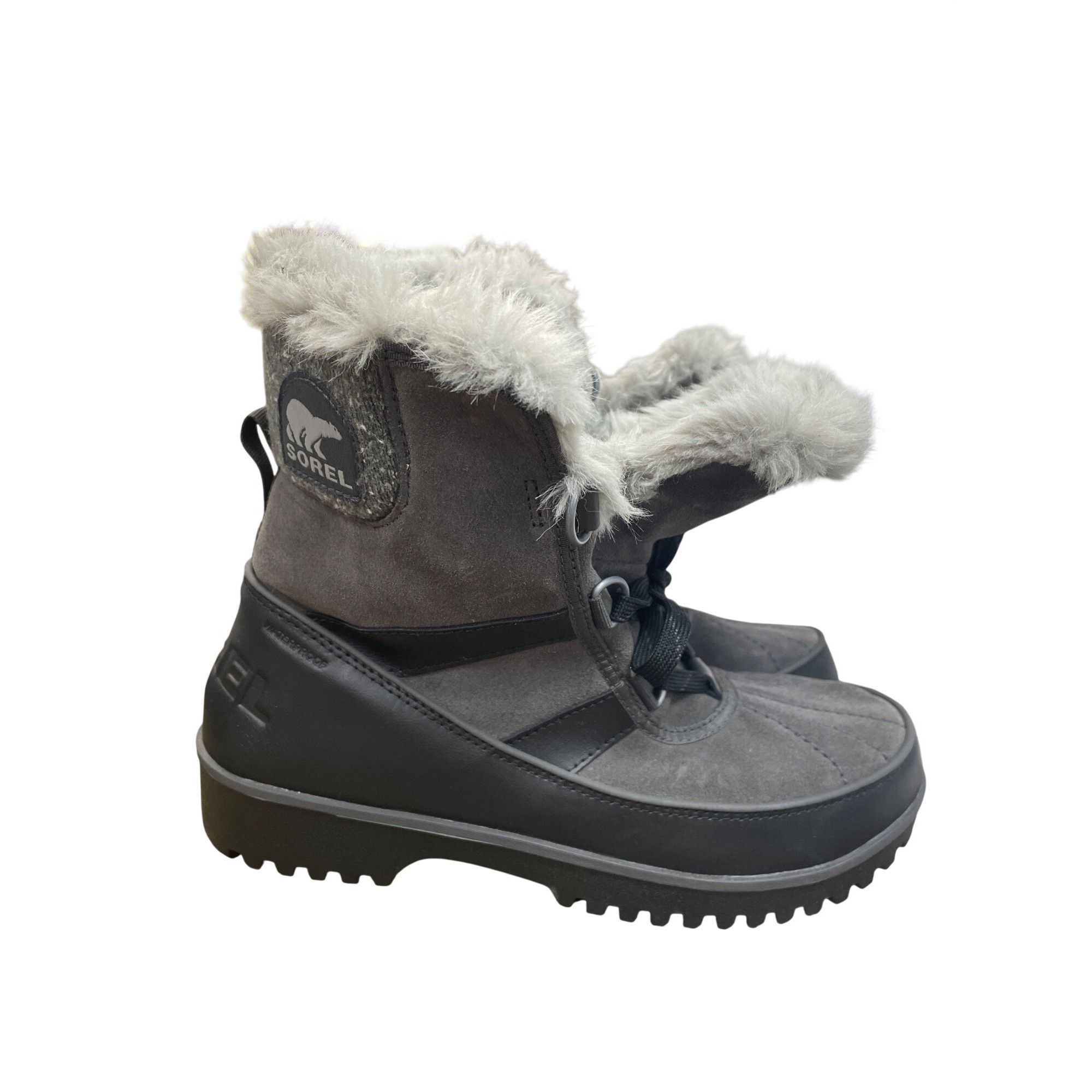 SOREL Sorel Womens Gray Black Suede Fur Lined Ankle Winter Boots S Size US 8.5 / IT 38.5 - 12 Thumbnail
