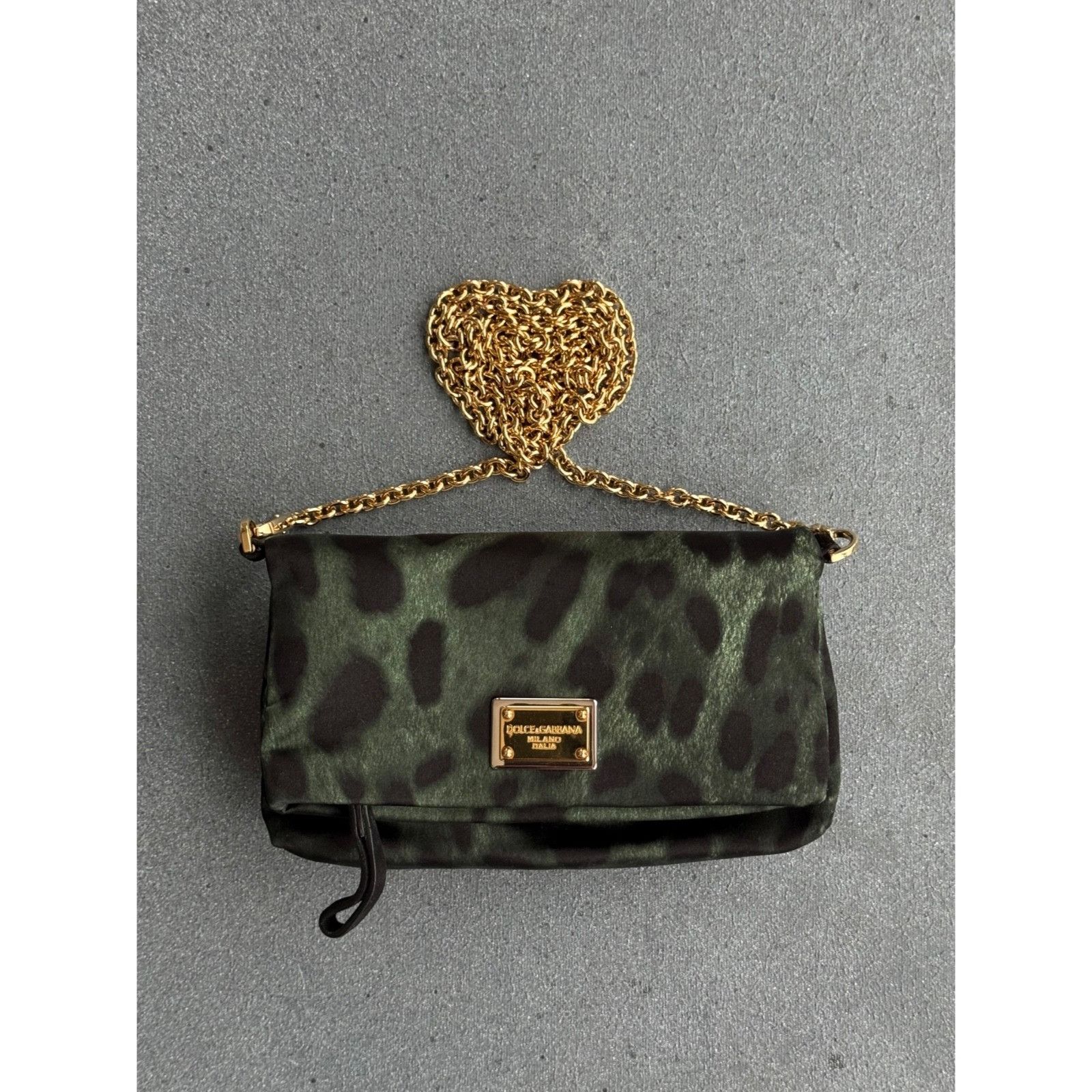 Dolce & Gabbana Dolce & Gabbana Leopard Satin Mini Green Cross Body Bag Size ONE SIZE - 1 Thumbnail