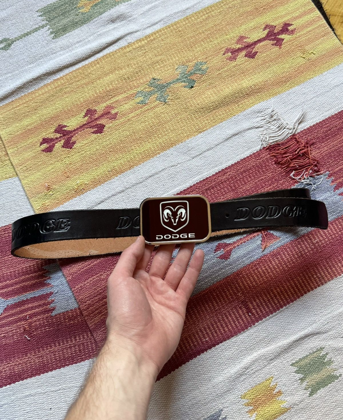 Genuine Leather Vintage 90’s Dodge y2k Genuine Leather Buckle Down Belt Size ONE SIZE - 1 Thumbnail