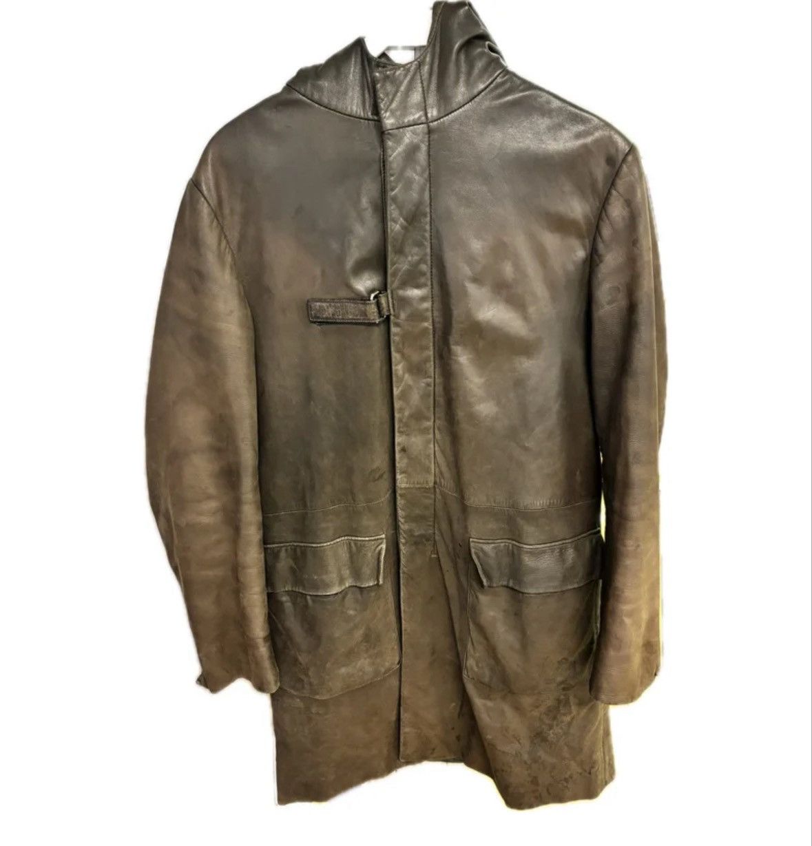 Prada Vintage Prada Milano Hooded Leather Coat Size US M / EU 48-50 / 2 - 1 Thumbnail