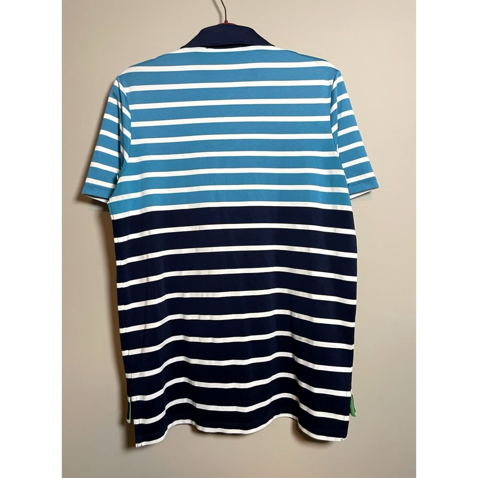 RLX Ralph Lauren VINTAGE RLX Ralph Lauren Polo Shirt Mens Medium Blue White Striped Short Sleeve Button Collared 30 Length 22 Pit to Pit (D438) Size US M / EU 48-50 / 2 - 5 Thumbnail