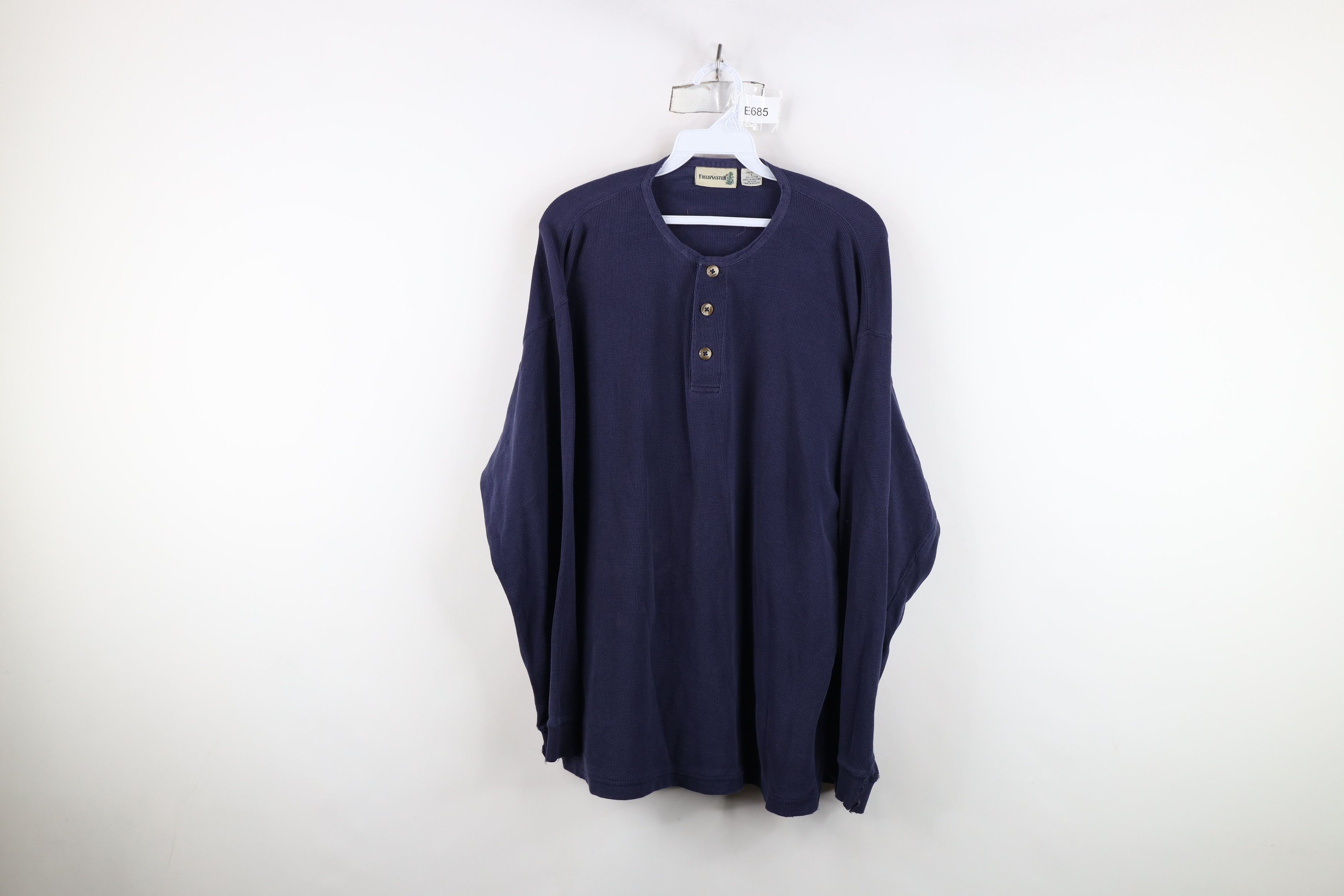 Vintage Vintage 90s Streetwear Thermal Waffle Knit Henley T-Shirt Size US L / EU 52-54 / 3 - 1 Thumbnail