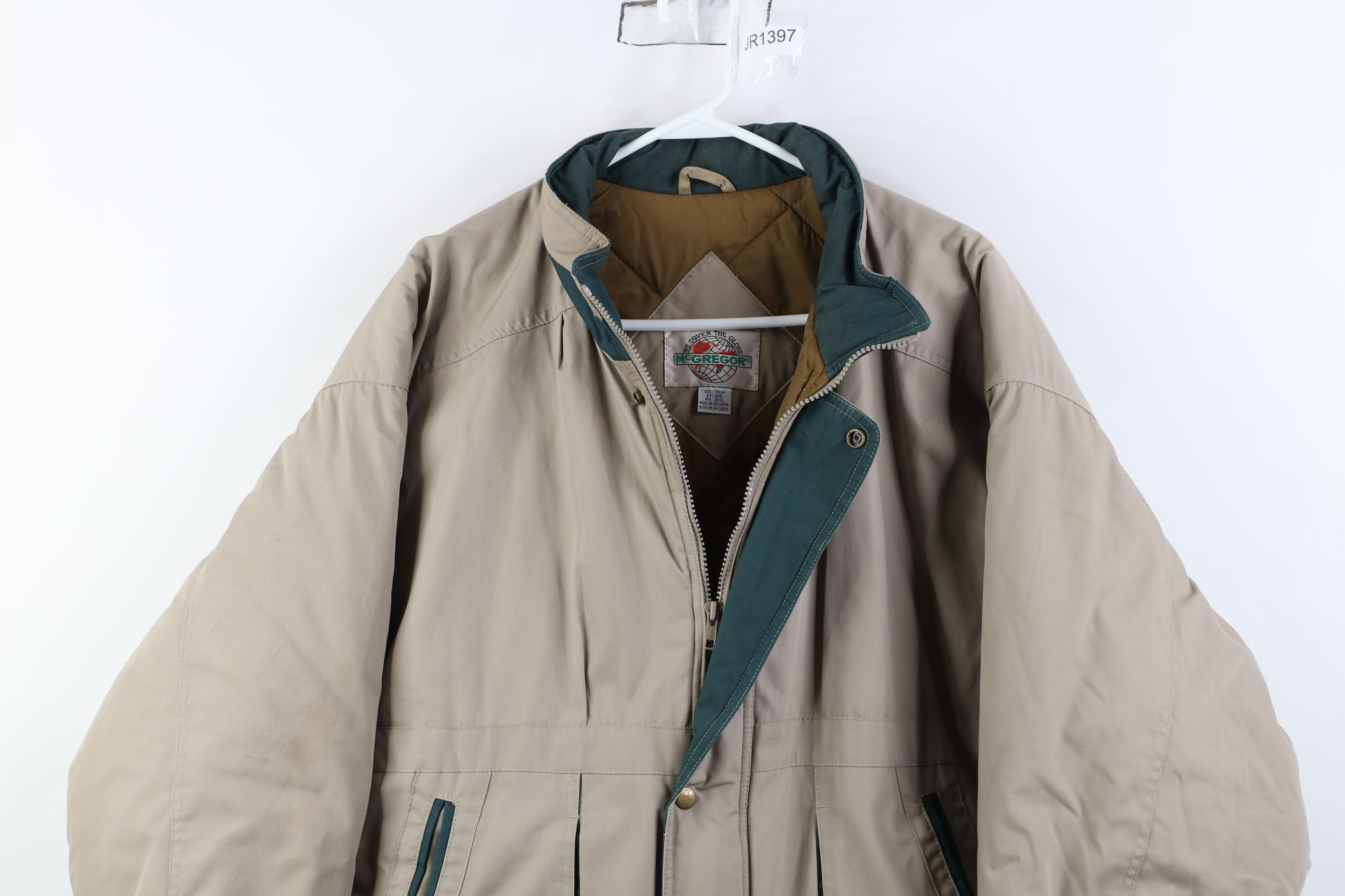 Vintage Vintage 90s Streetwear Quilted Puffer Bomber Jacket Beige Size US XXL / EU 58 / 5 - 2 Thumbnail