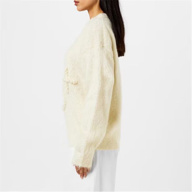Jil Sander o1g2r1mq1024 Logo Sweater in Cream Size XXS / US 00 / IT 34 - 5 Thumbnail