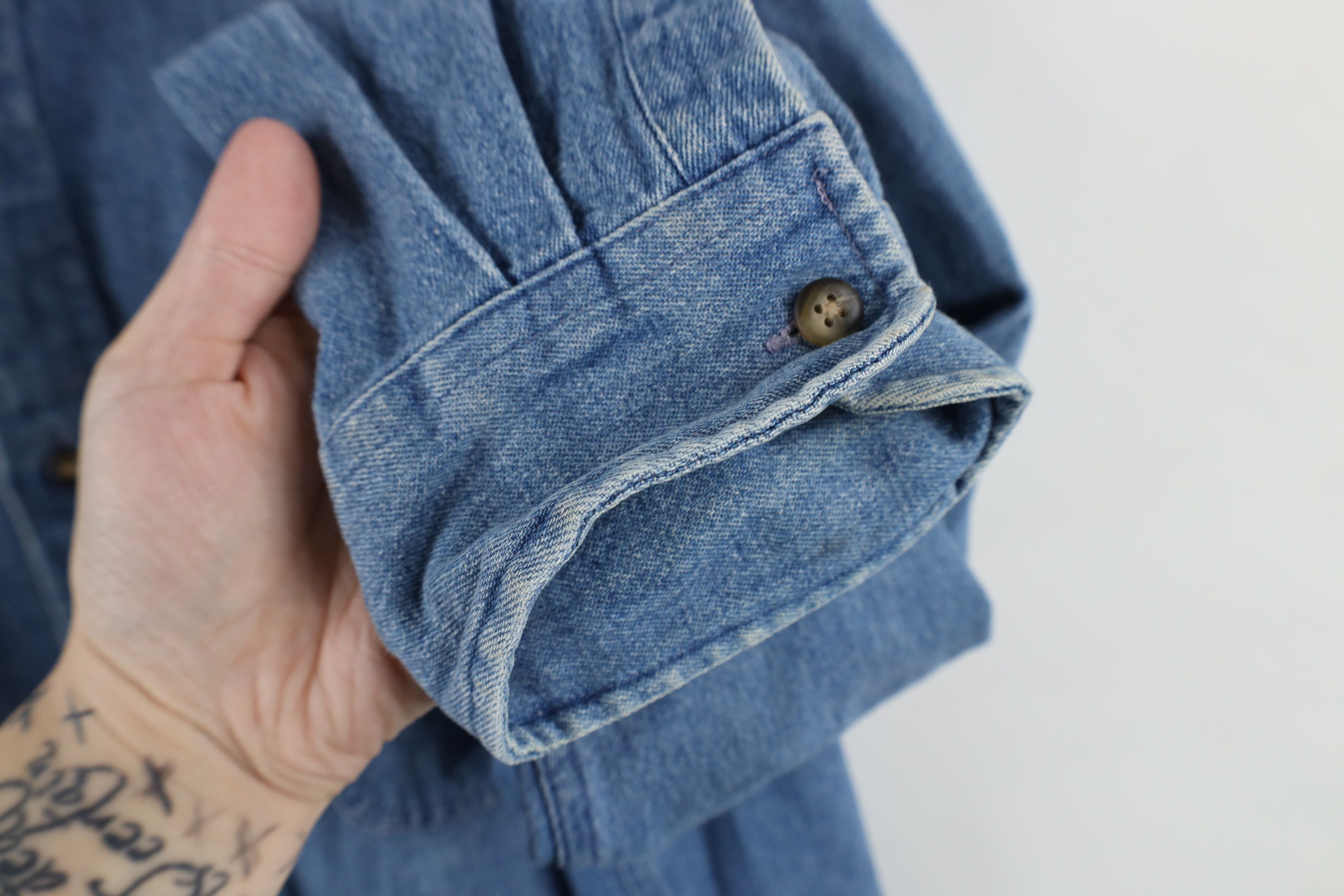 Vintage Vintage 90s Streetwear Denim Jean Button Down Shirt Blue Size US XL / EU 56 / 4 - 7 Thumbnail