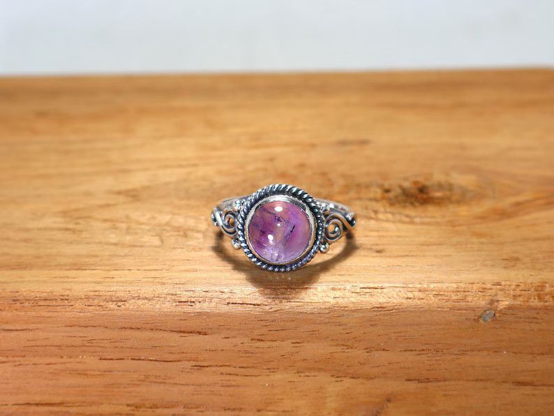 Handmade Amethyst Ring: Handmade Sterling Silver, February Birthstone Size ONE SIZE - 1 Thumbnail