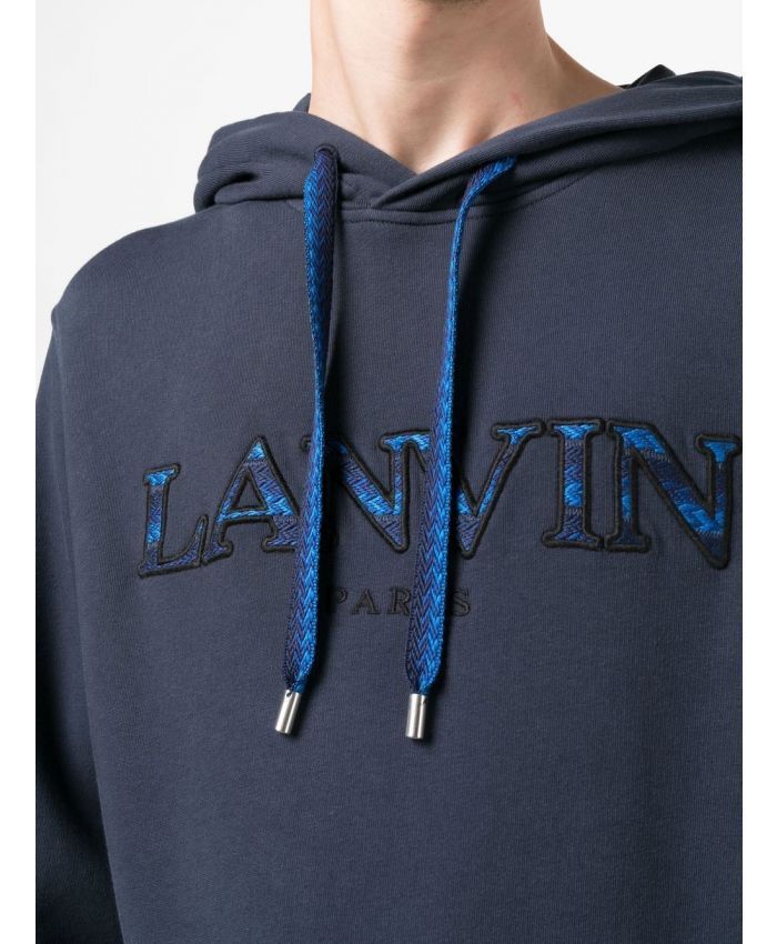 Lanvin o1w1db10724 Curb Embroidered Hoodie in Ink Blue Size US M / EU 48-50 / 2 - 4 Thumbnail
