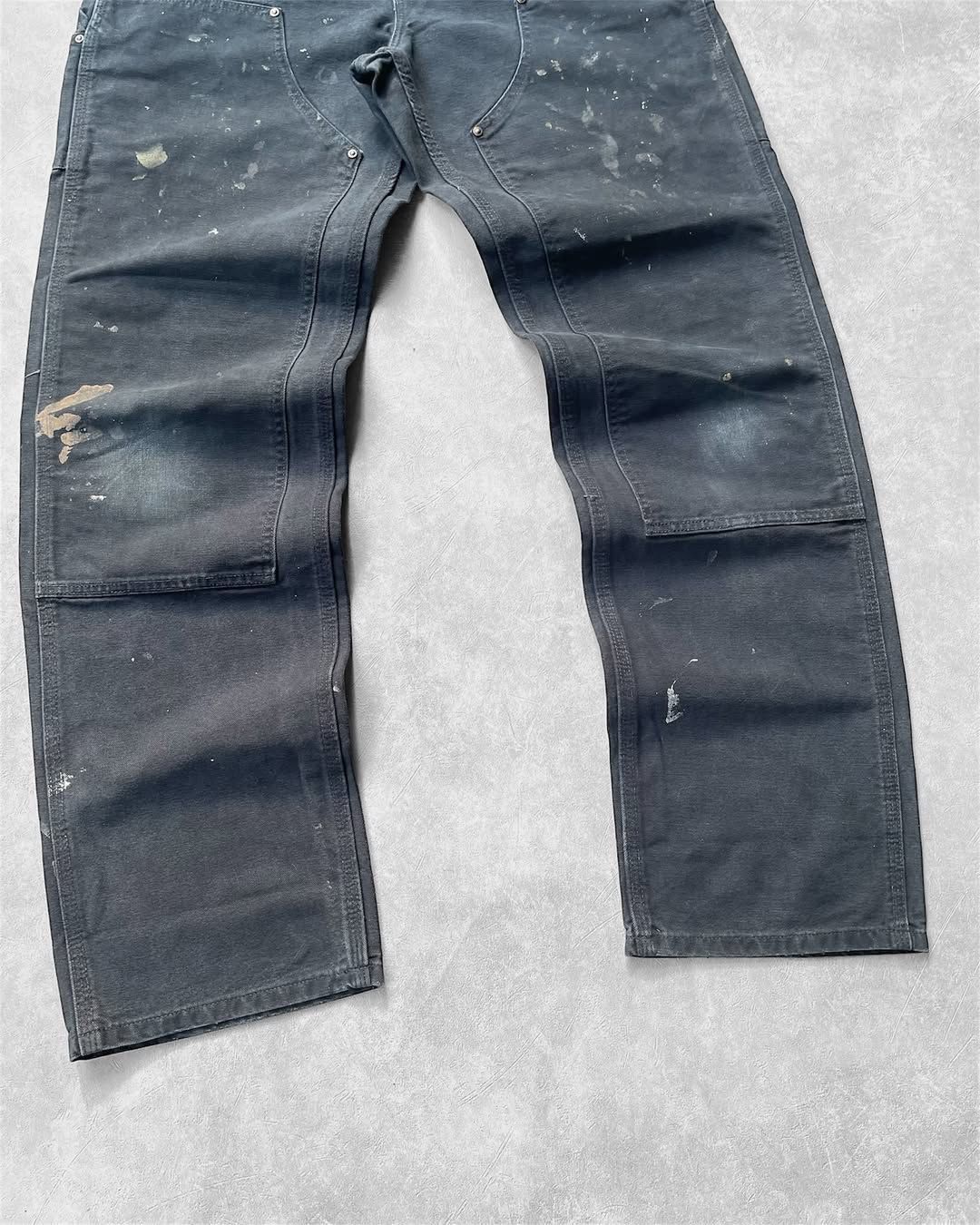 Carhartt Faded Distressed Black Carhartt Double Knee Pant B136-BLK Size US 33 - 5 Thumbnail