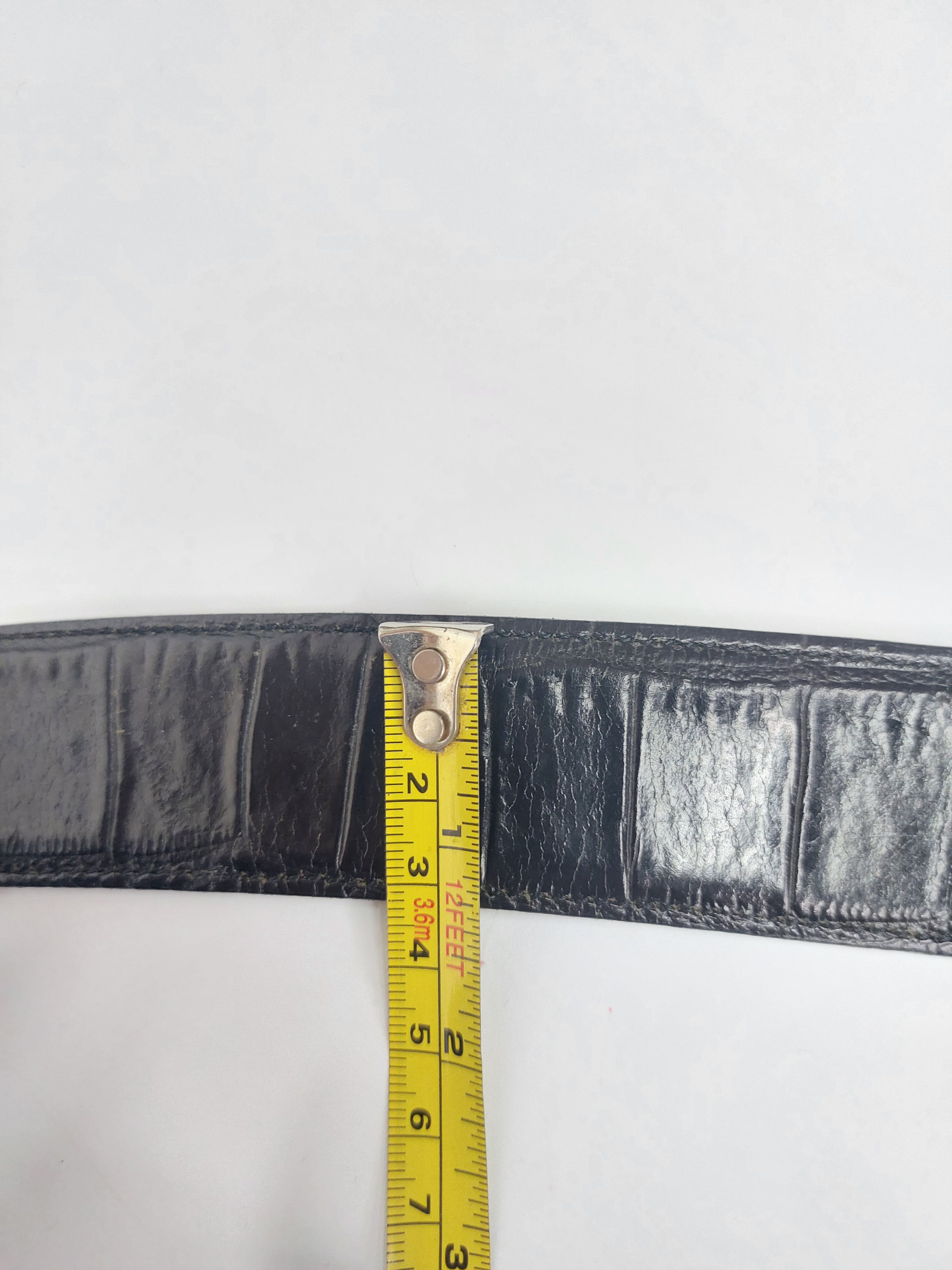 Other VINTAGE Andrea d'Amico Crocodile Leather Belt Black Italy Size 32 - 6 Thumbnail
