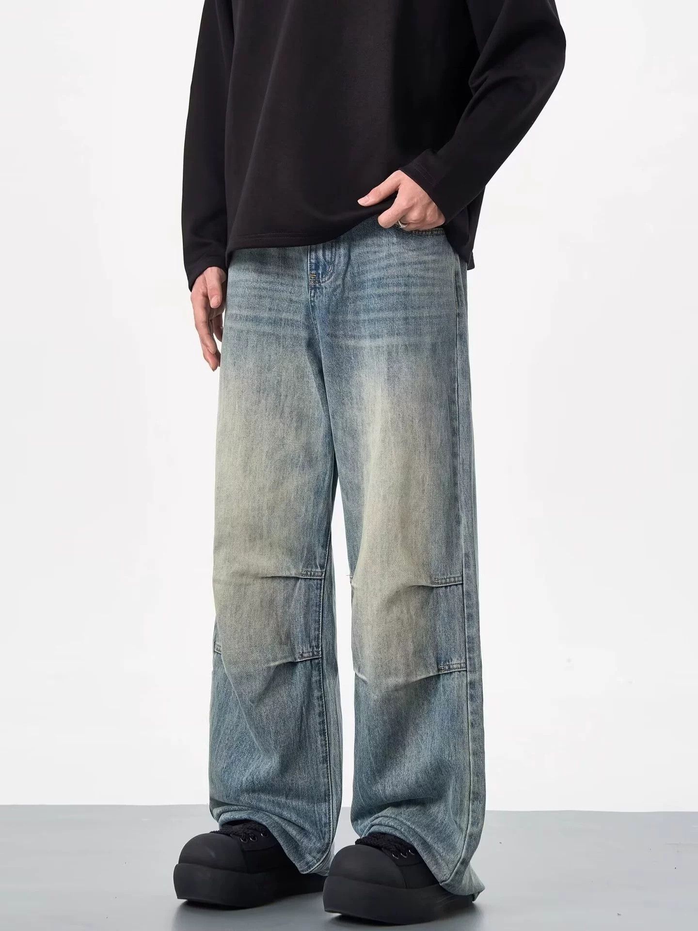 Japanese Brand × Jean Washed distressed loose straight bootcut vintage jeans Size US 32 / EU 48 - 1 Thumbnail