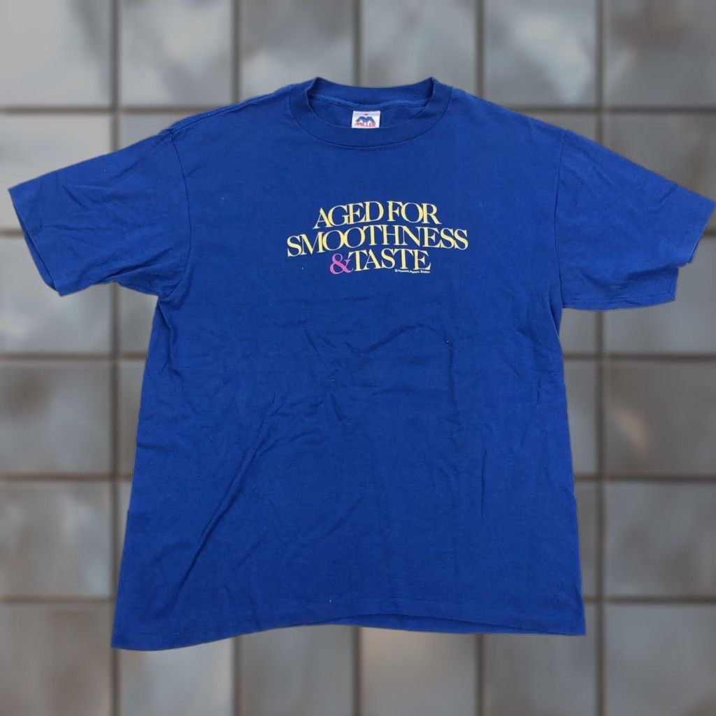Vintage VINTAGE Miller Aged For Smoothness & Taste T-Shirt Men's XL Blue Graphic Tee 80s"} Size US XL / EU 56 / 4 - 1 Thumbnail