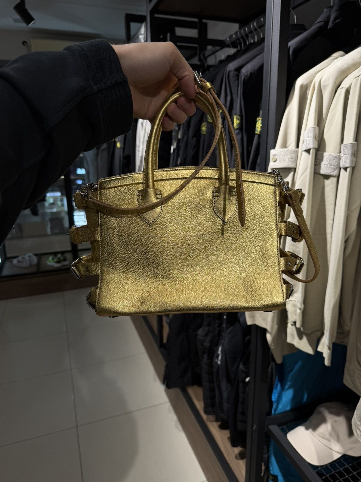 Giuseppe Zanotti Giuseppe Zanotti Gold Metallic leather Top Handle Bag logo Size ONE SIZE - 5 Thumbnail
