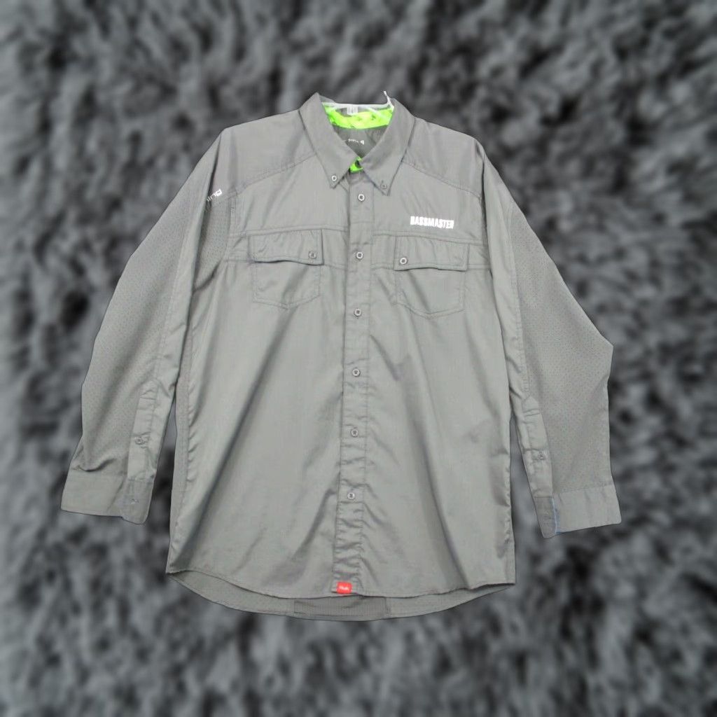 Vintage Huk Fishing Shirt Men Large Button Down Vented Fish Gray Bassmaster Size US L / EU 52-54 / 3 - 1 Thumbnail