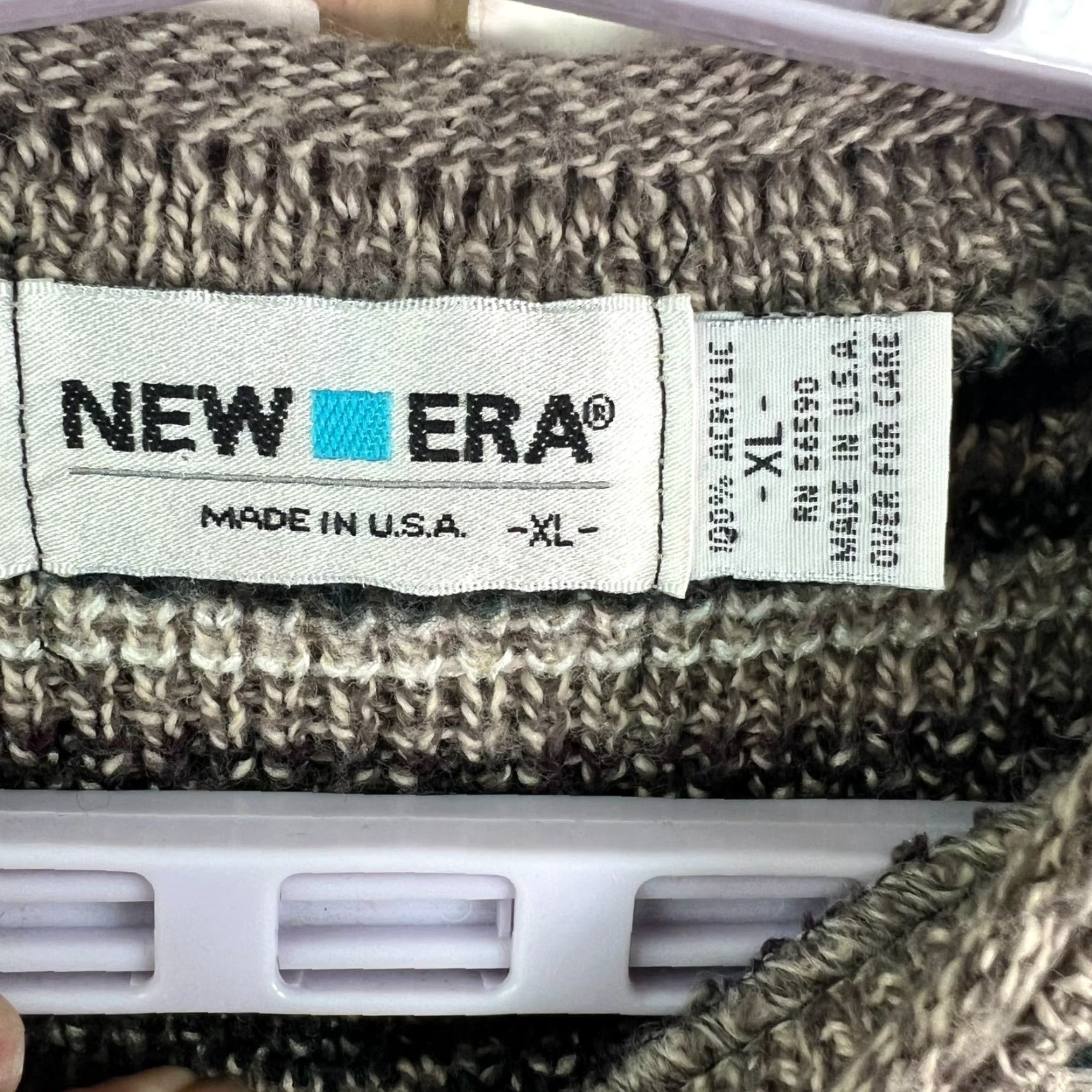 New Era New Era XL Beige Striped Acrylic Sweater Mens Size XL Pullover Crew Neck Heavyweight Oversized Knit City USA Pattern Embroidered Astrо Boy Bill Size US XL / EU 56 / 4 - 5 Thumbnail