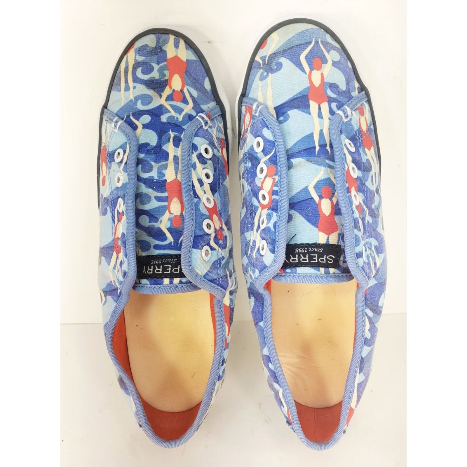 Sperry Sperry Top-Sider Women's Size 9M Sneaker Athletic Swimming Blue Casual Slip On Canvas Rubber Logo Swimmer Pattern Top Sider Size US 9 / IT 39 - 6 Thumbnail