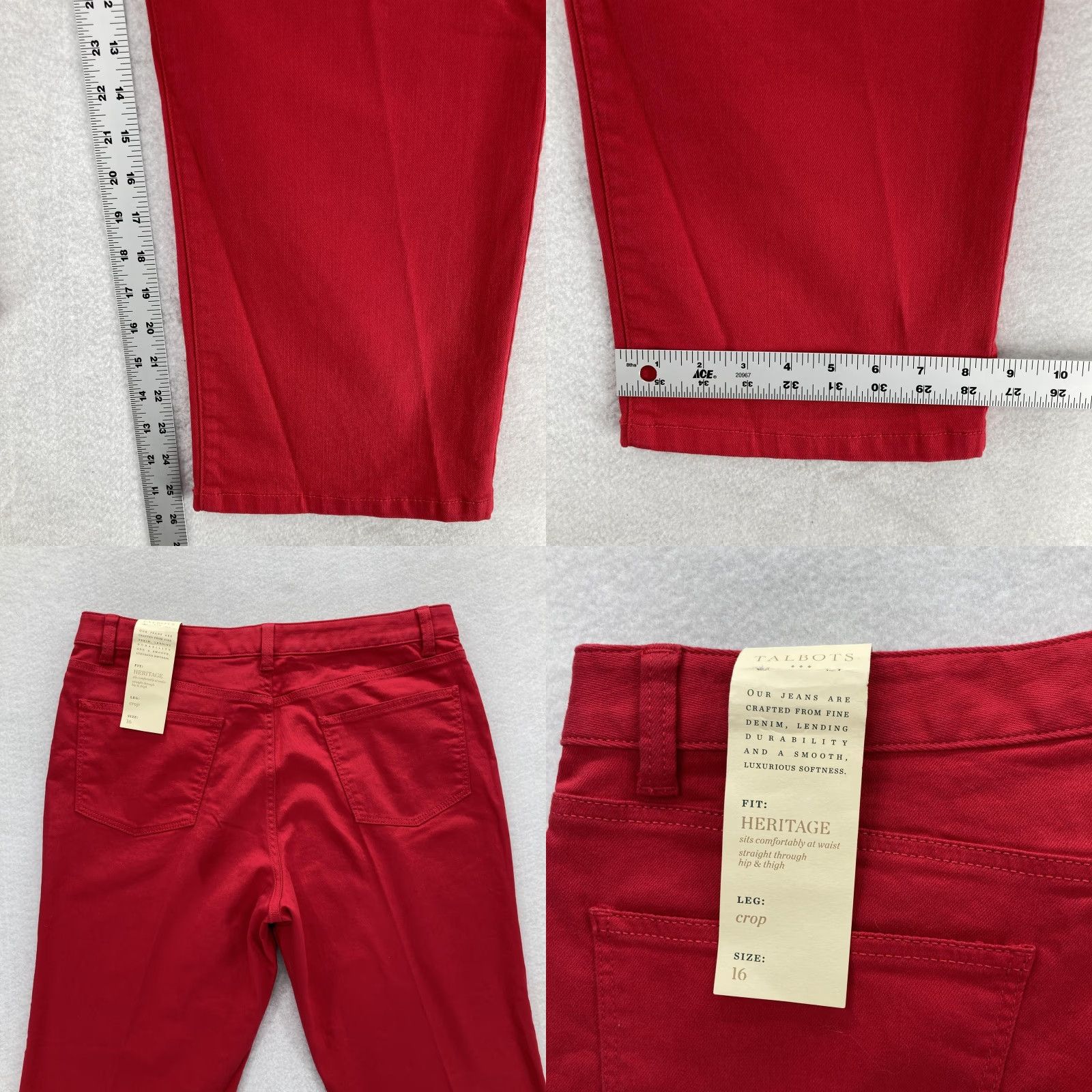 Talbots VINTAGE Talbots Heritage Jeans Womens 16 Straight Leg Crop Red NWT Stretch Denim Preppy 90s/Business Casual Mens? Size 38" / US 16 / IT 52 - 8 Thumbnail