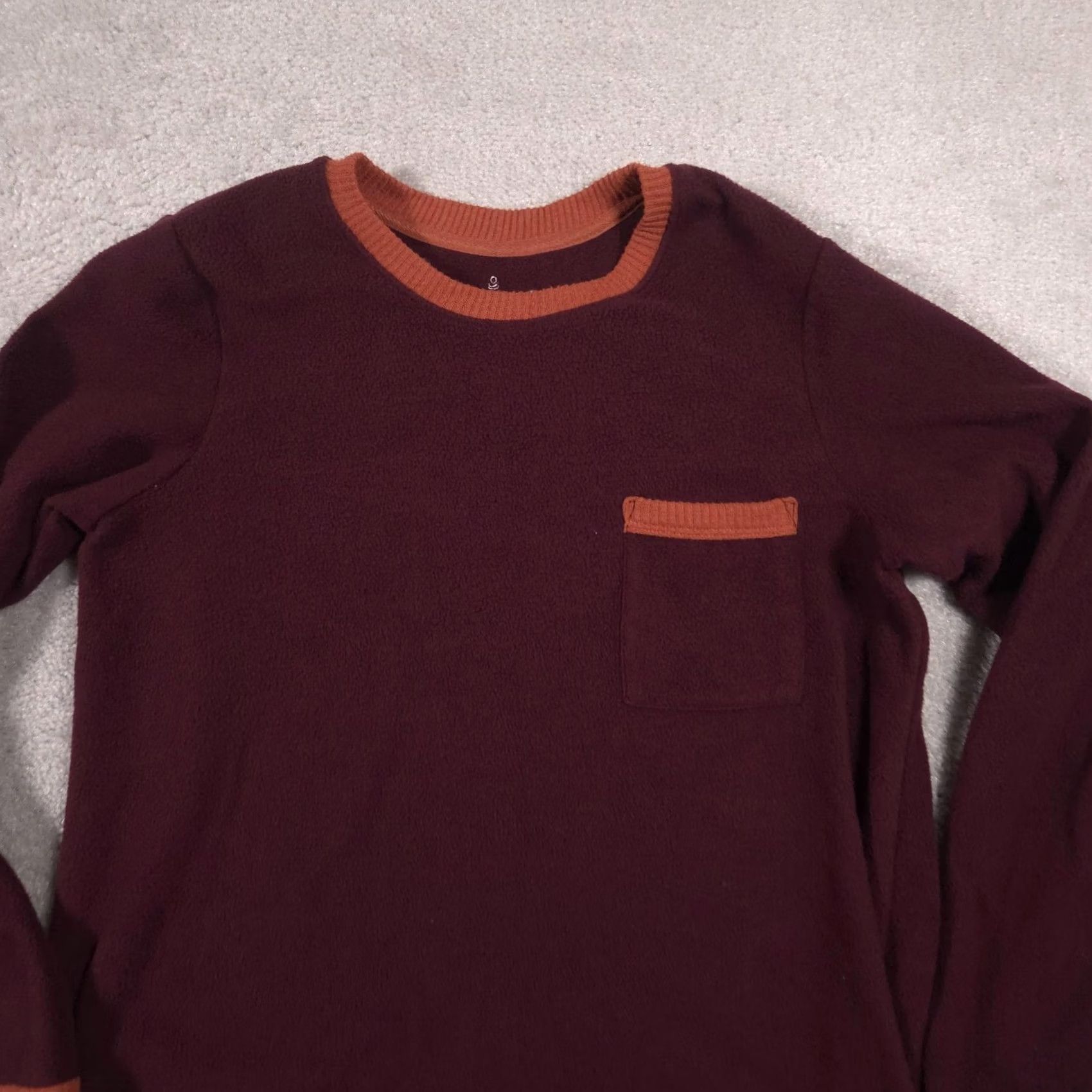 Vintage Cuddl Duds Shirt Womens S Red Fleece Crew Neck Long Sleeve Pocket Top Size S / US 4 / IT 40 - 4 Thumbnail