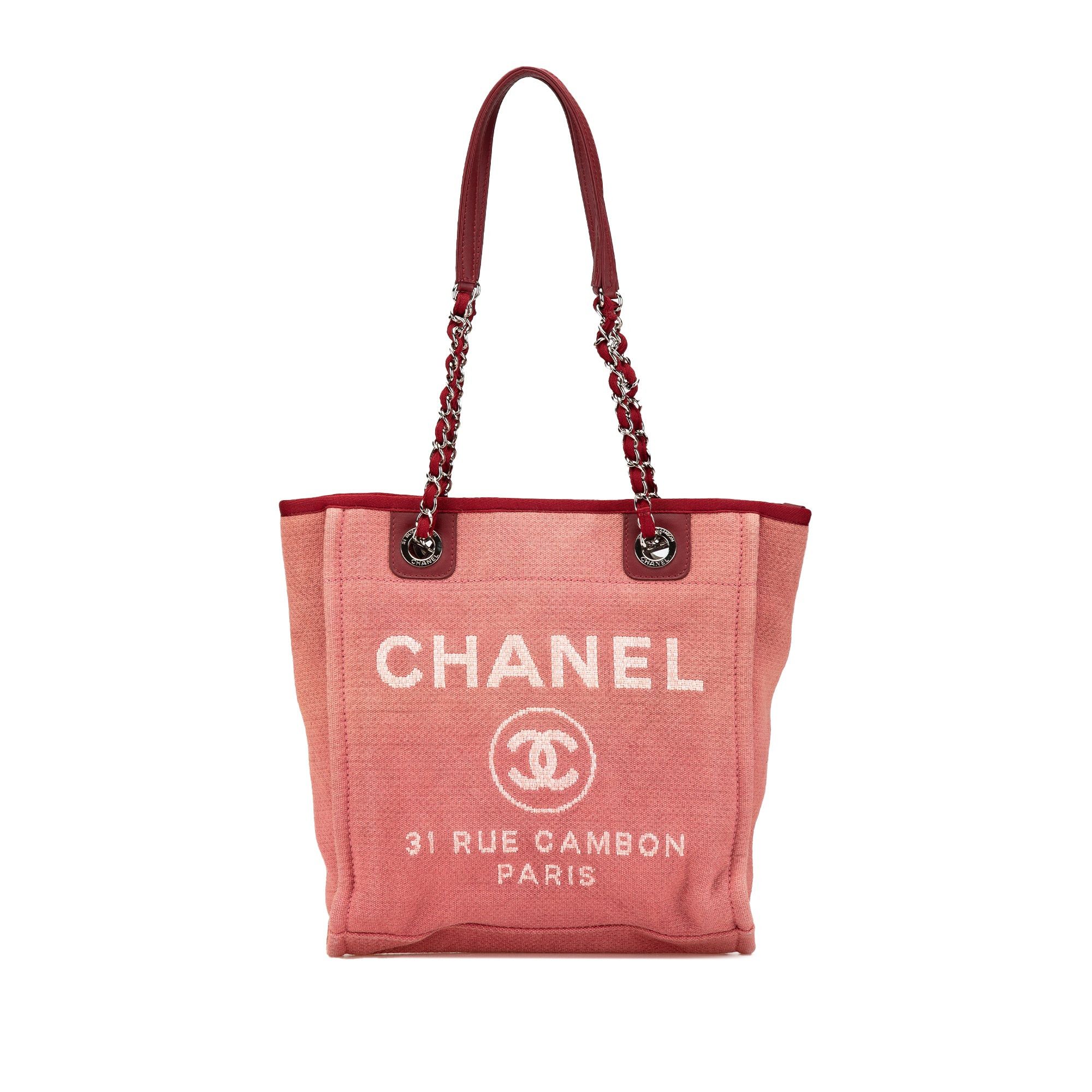 Chanel Mini Canvas Deauville Tote Red