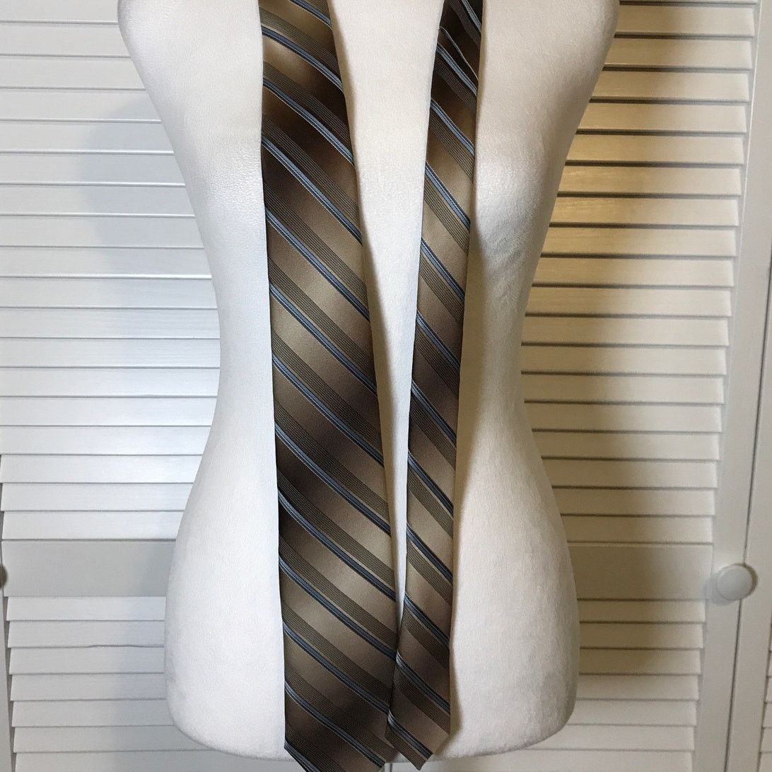 Other Envoy Striped Brown Blue Classic Men Necktie Size ONE SIZE - 3 Thumbnail