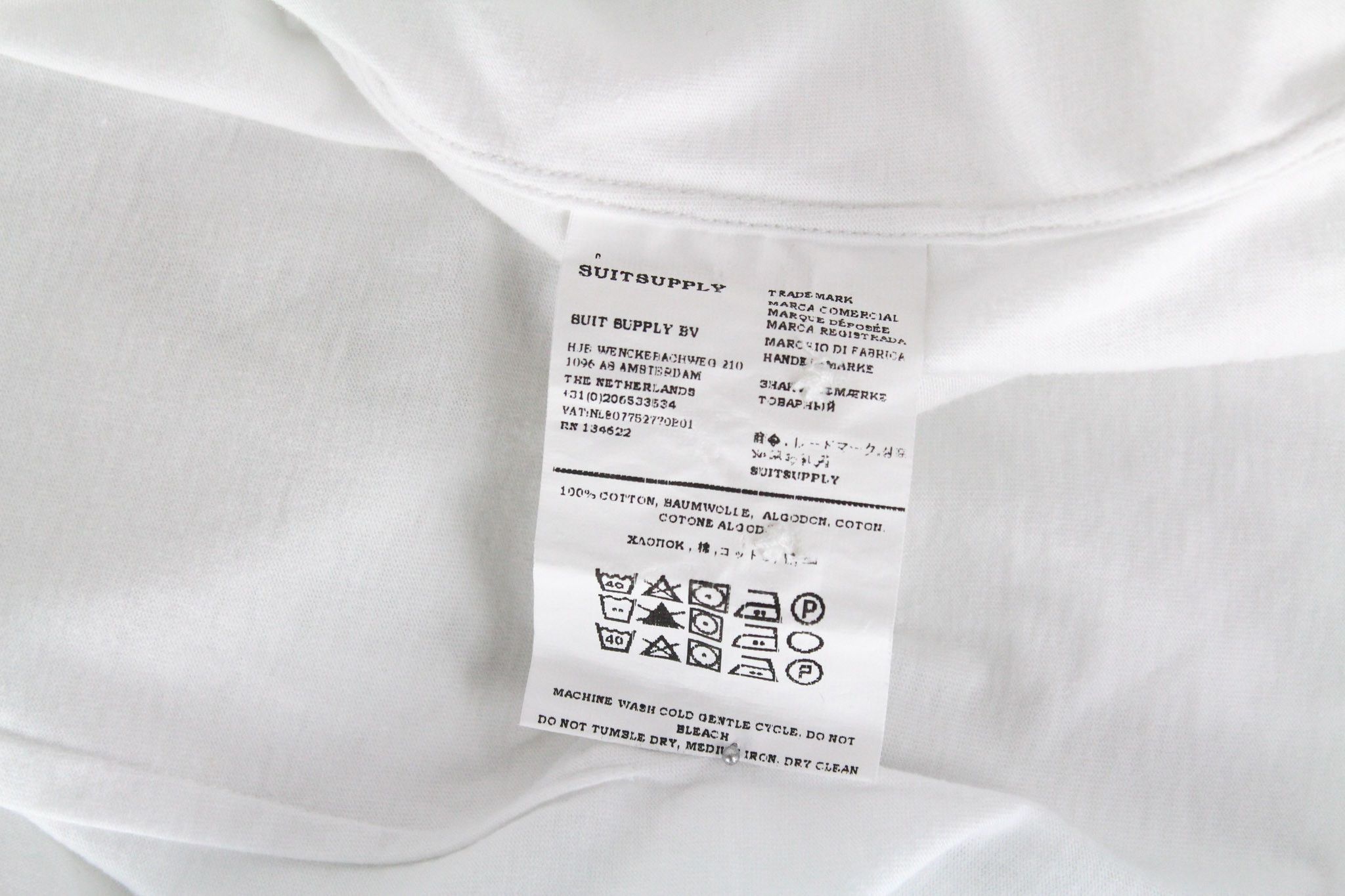 Suitsupply 42/16 1/2 Extra Slim White Cotton Polo 72370 Size 42R - 6 Thumbnail