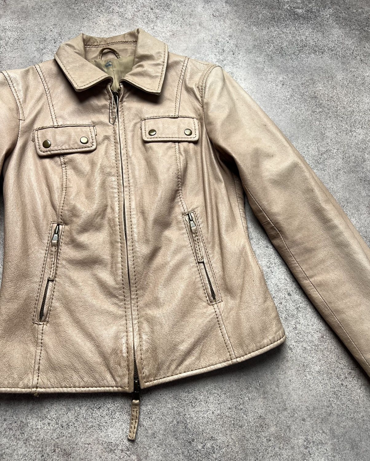 Other Vintage double zip faded leather jacket Size S / US 4 / IT 40 - 3 Thumbnail