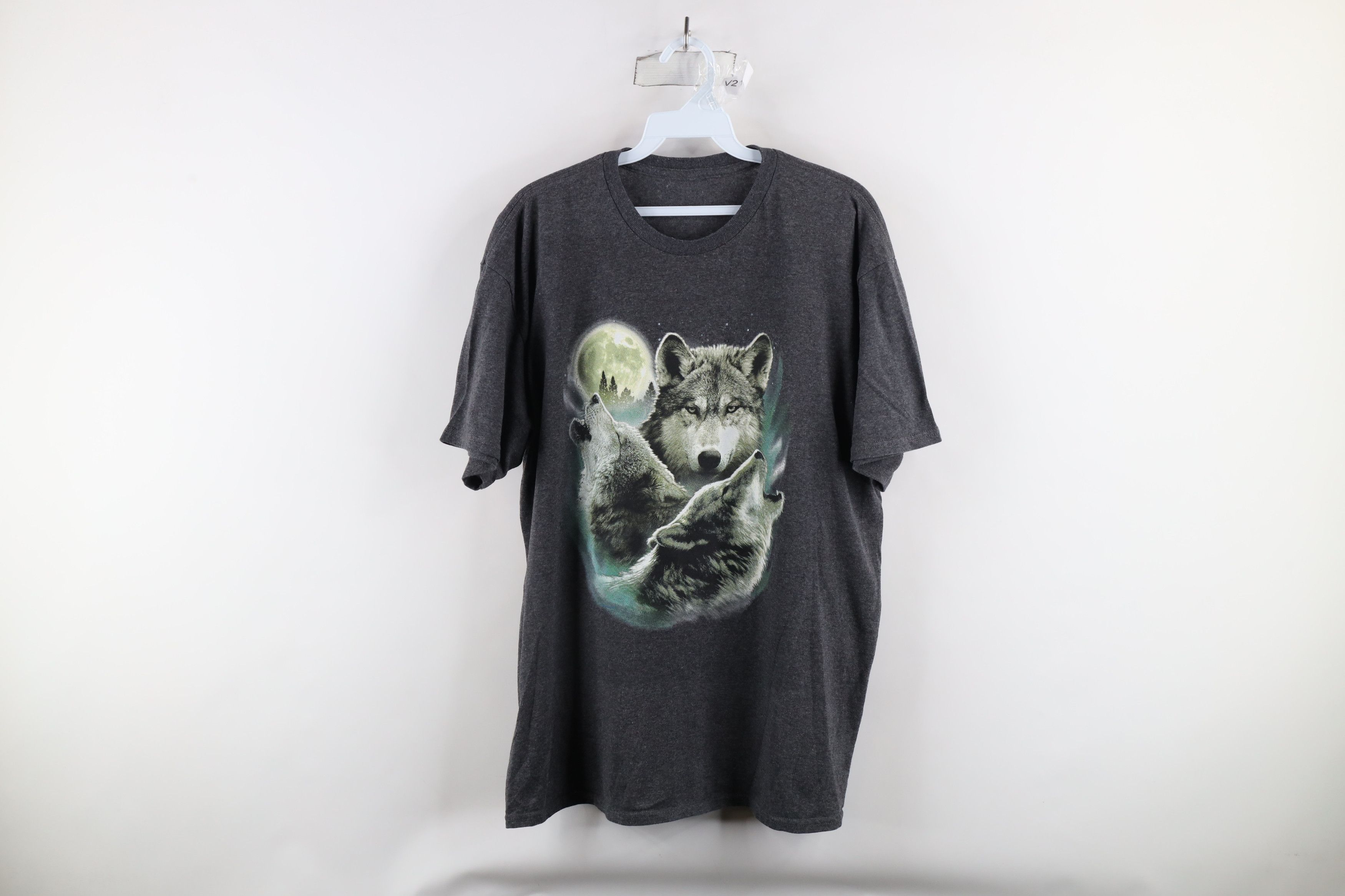 Vintage Vintage 90s Streetwear Wolf Moon Short Sleeve T-Shirt Gray Size US L / EU 52-54 / 3 - 1 Thumbnail