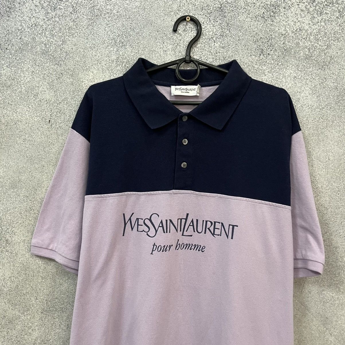 Yves Saint Laurent Yves Saint Lauren big logo blue baggy polo vintage t-shirt Size US XXL / EU 58 / 5 - 3 Thumbnail