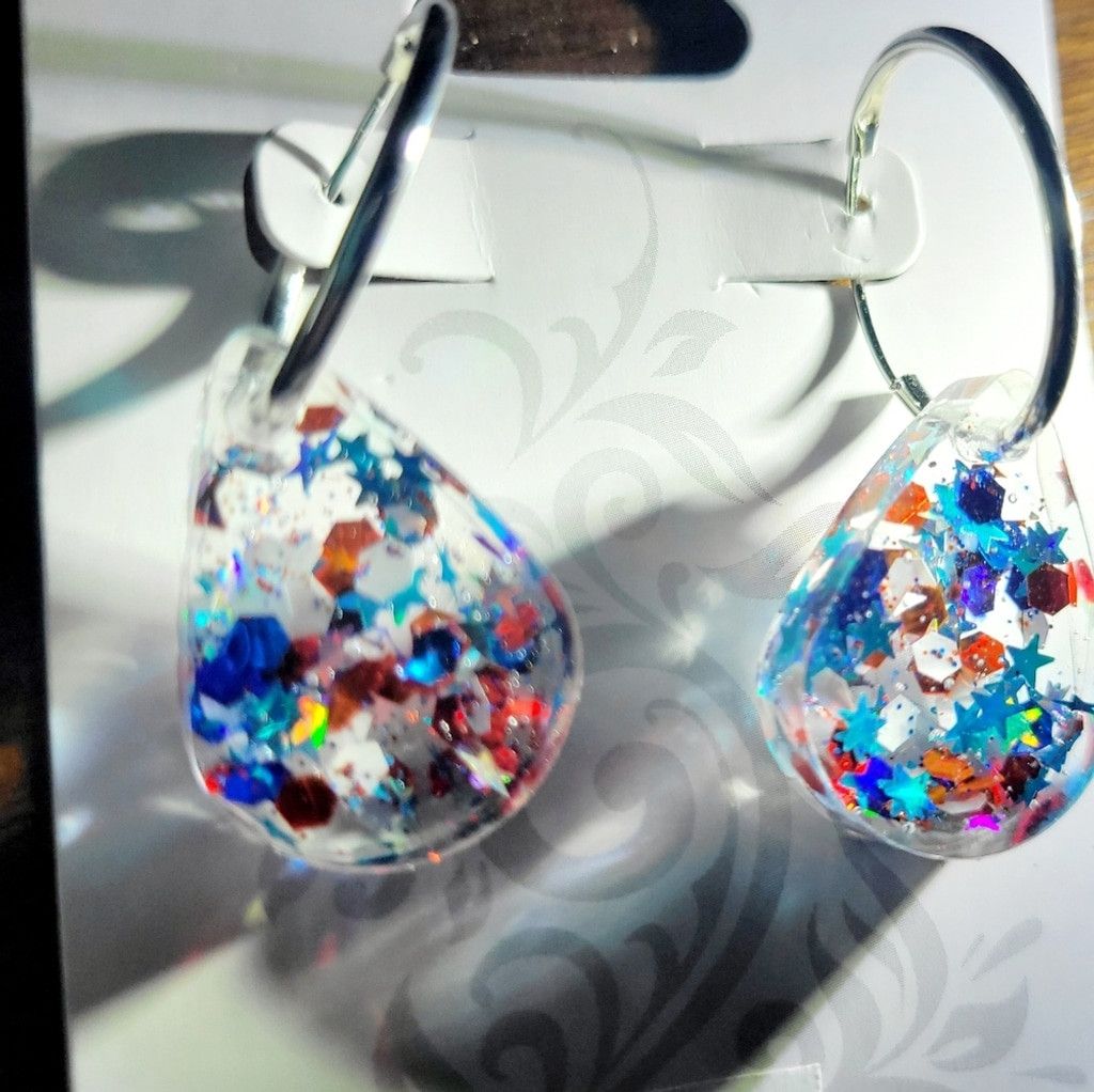 Handmade Patriotic 4th Of July Red White And Blue Teardrop Earrings Size ONE SIZE - 5 Thumbnail