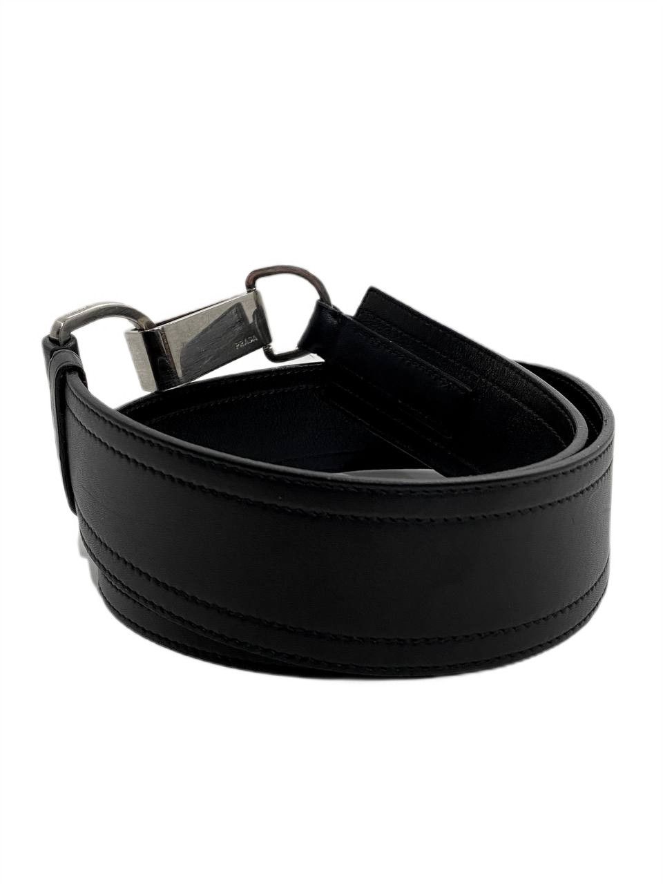 Prada Prada Logo Hook Leather Silver Black Belt Vintage Y2K Women Size ONE SIZE - 5 Thumbnail