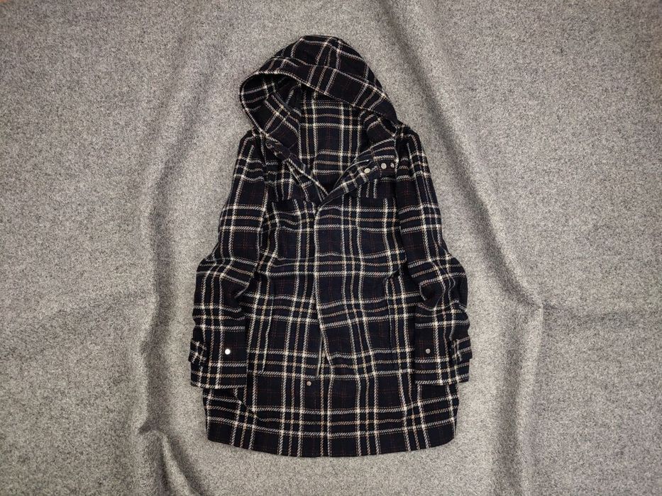 image of Designer Paolo Pecora Design Duffle Checkered Coat Wool Jacket, Men's (Size Small)