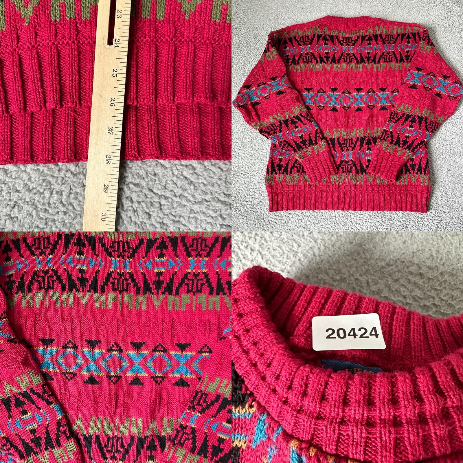 Vintage VINTAGE Lake Harmony Sweater Mens L Red Aztec 80s Crew Neck Knit Pullover Rowing Club Varsity Style Womens? Size US L / EU 52-54 / 3 - 9 Thumbnail