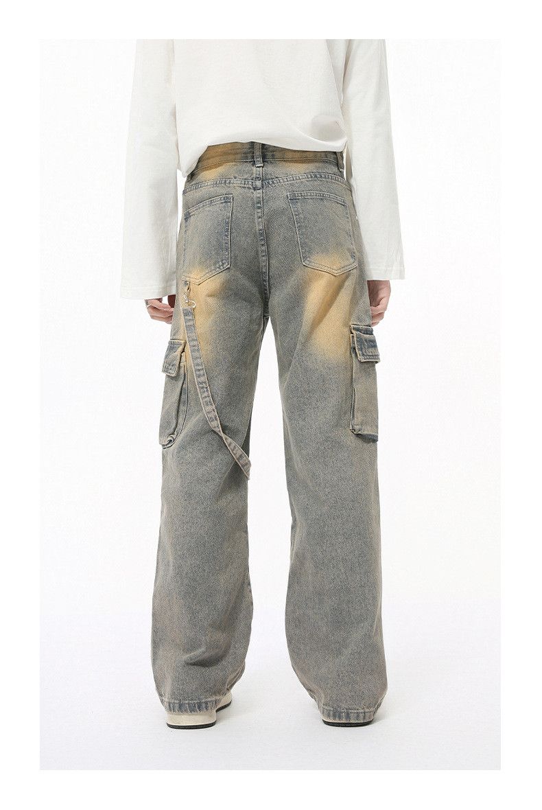 Japanese Brand × Jean Distressed patchwork multi-pocket distressed cargo jeans Size US 32 / EU 48 - 3 Thumbnail