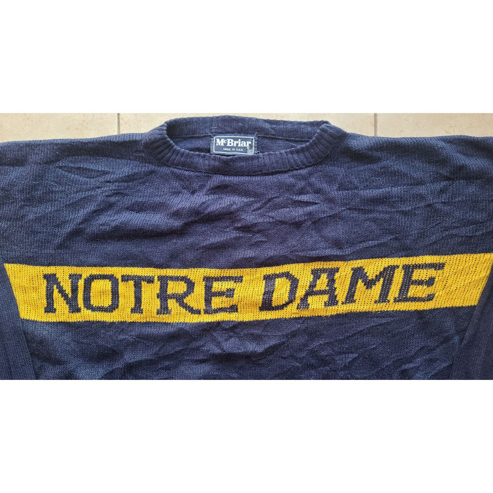 NCAA × Starter Notre Dame Irish 90s McBriar sweater XL navy University vtg Size US XL / EU 56 / 4 - 1 Thumbnail