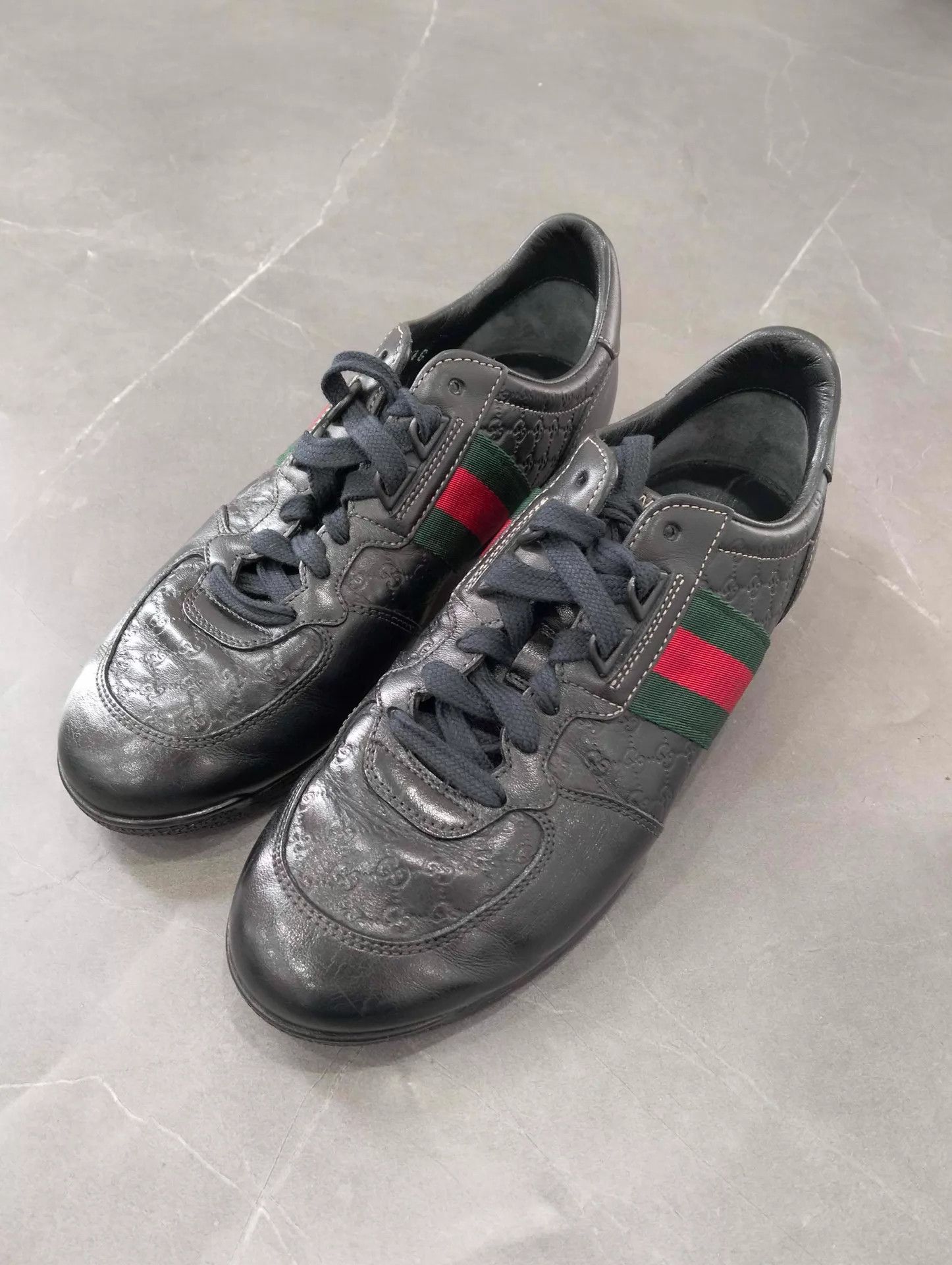 Gucci GUCCI Web Leather Sneaker 36.5 98 New Size US 6 / IT 36 - 1 Thumbnail