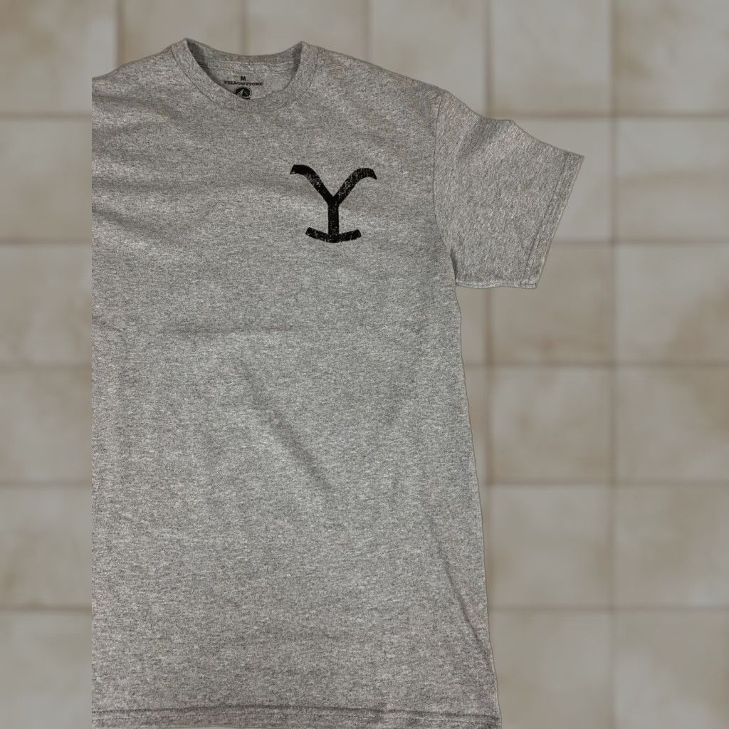 Vintage Yellowstone Mens Shirt M Gray Logo T-Shirt 90s Space University American Cotton Short Sleeve Crew Neck Mens Size US M / EU 48-50 / 2 - 1 Thumbnail