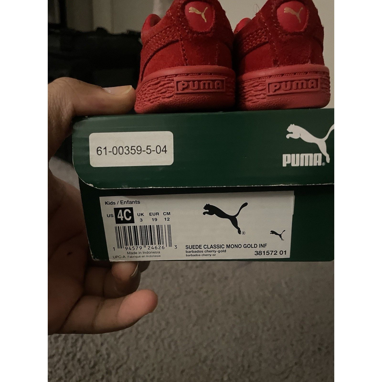 Puma Size 4c- Puma Kids Red Classic Suede Sneakers Shoes Size US 5 / EU 37 - 6 Thumbnail